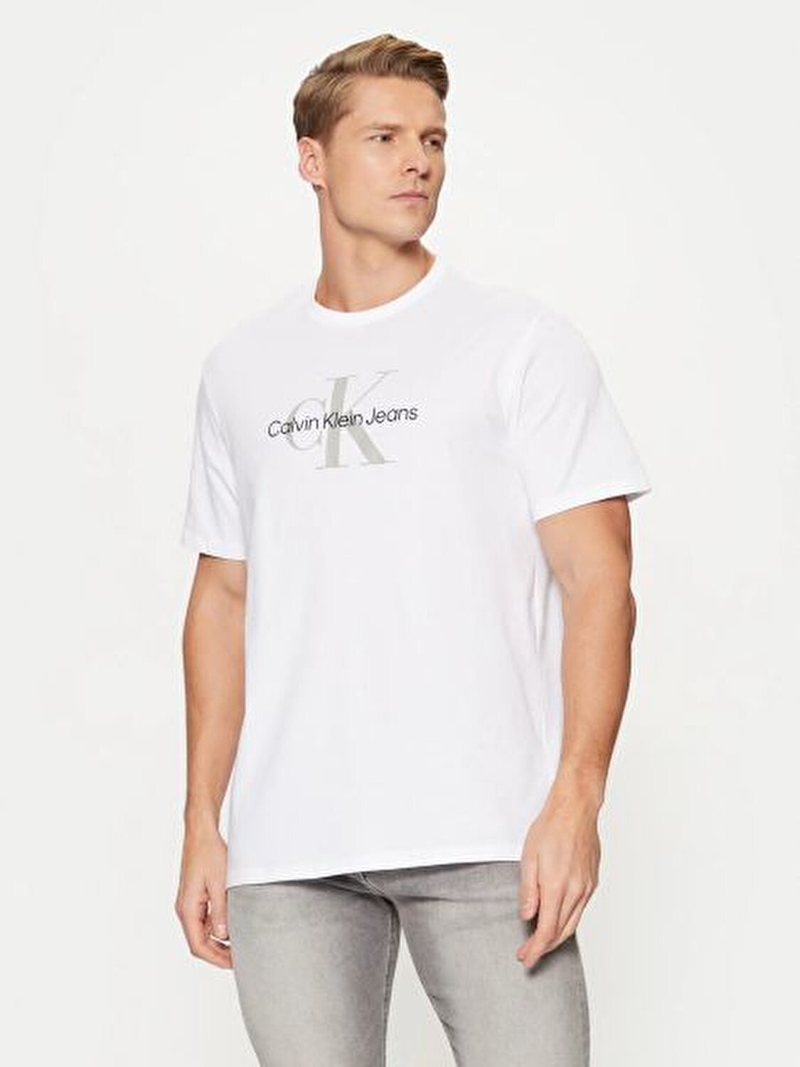 T shirt bianca calvin klein sales