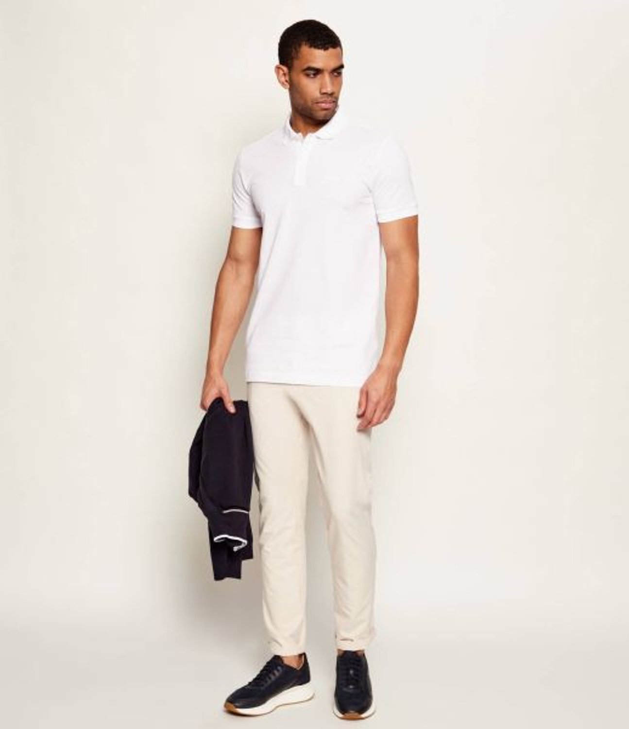 BEYAZ LOGOLU ERKEK POLO T-SHIRT