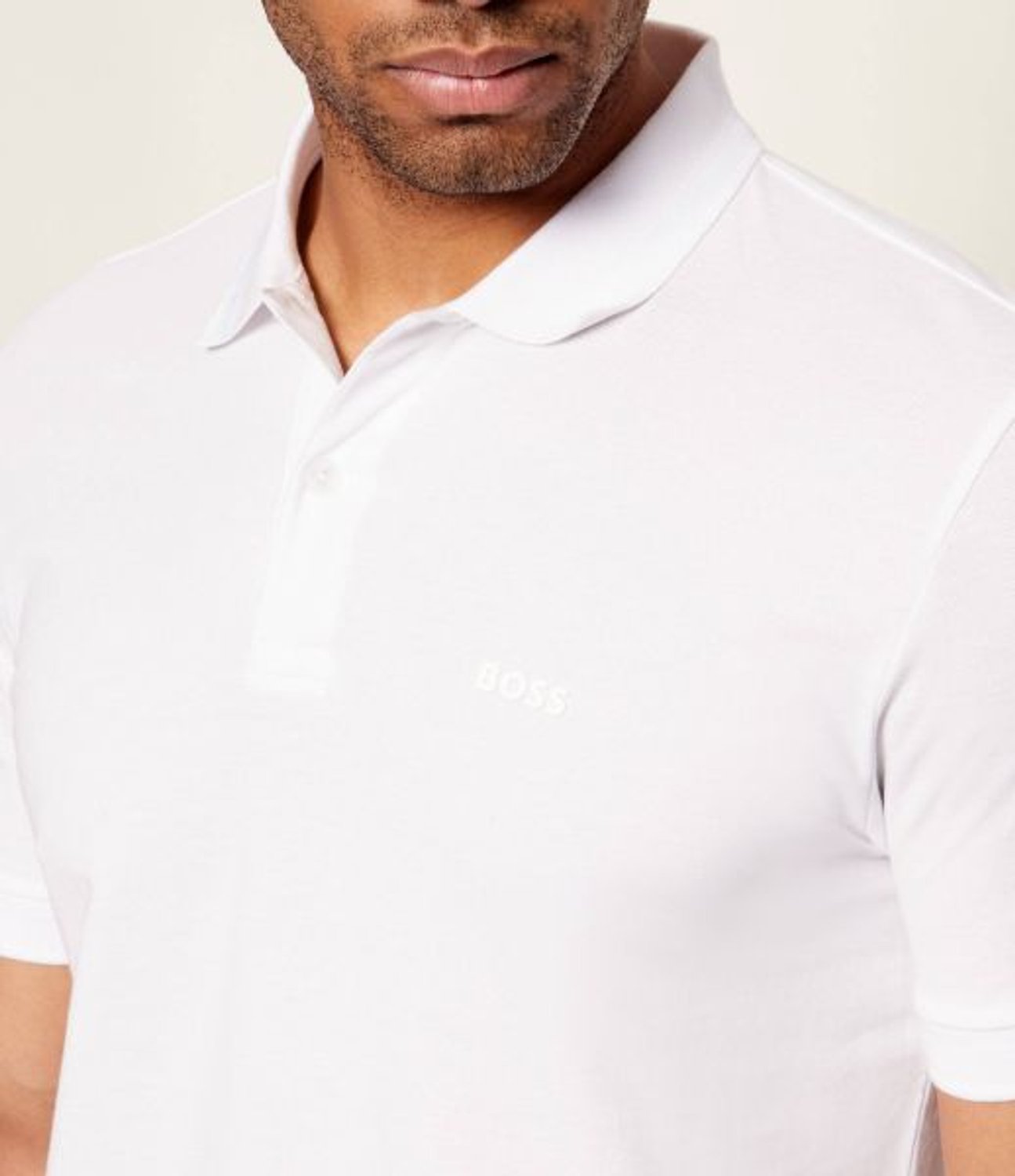 BEYAZ LOGOLU ERKEK POLO T-SHIRT