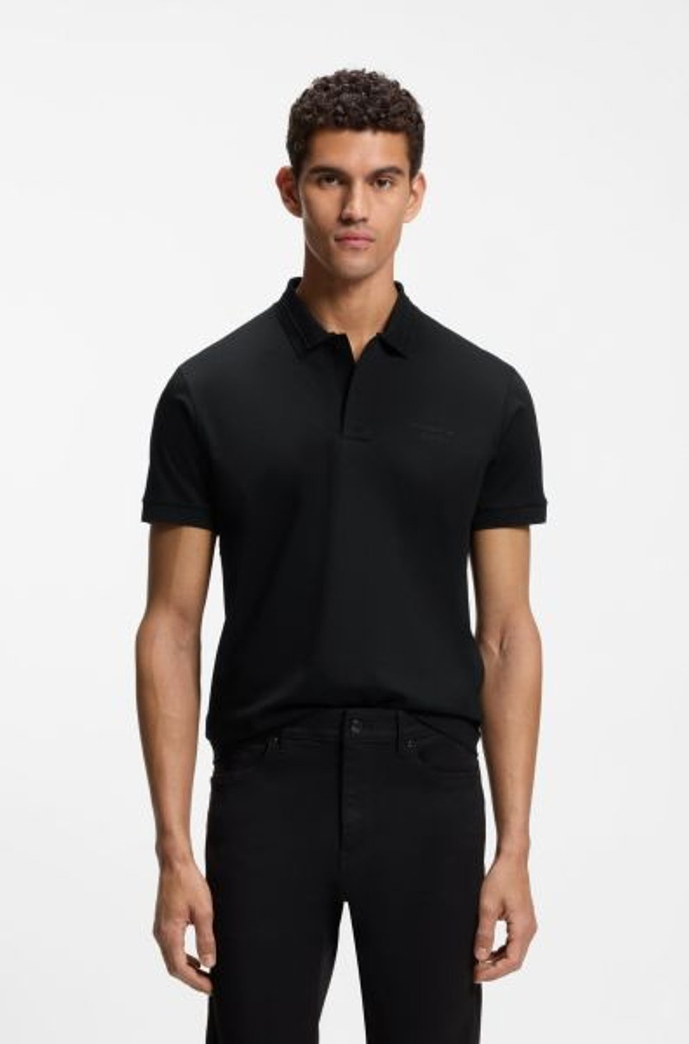 SİYAH LOGOLU ERKEK POLO T-SHIRT