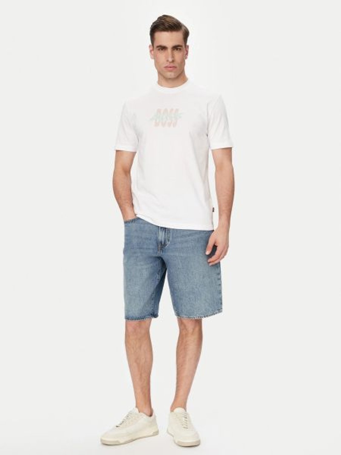 BEYAZ BASKILI ERKEK T-SHIRT