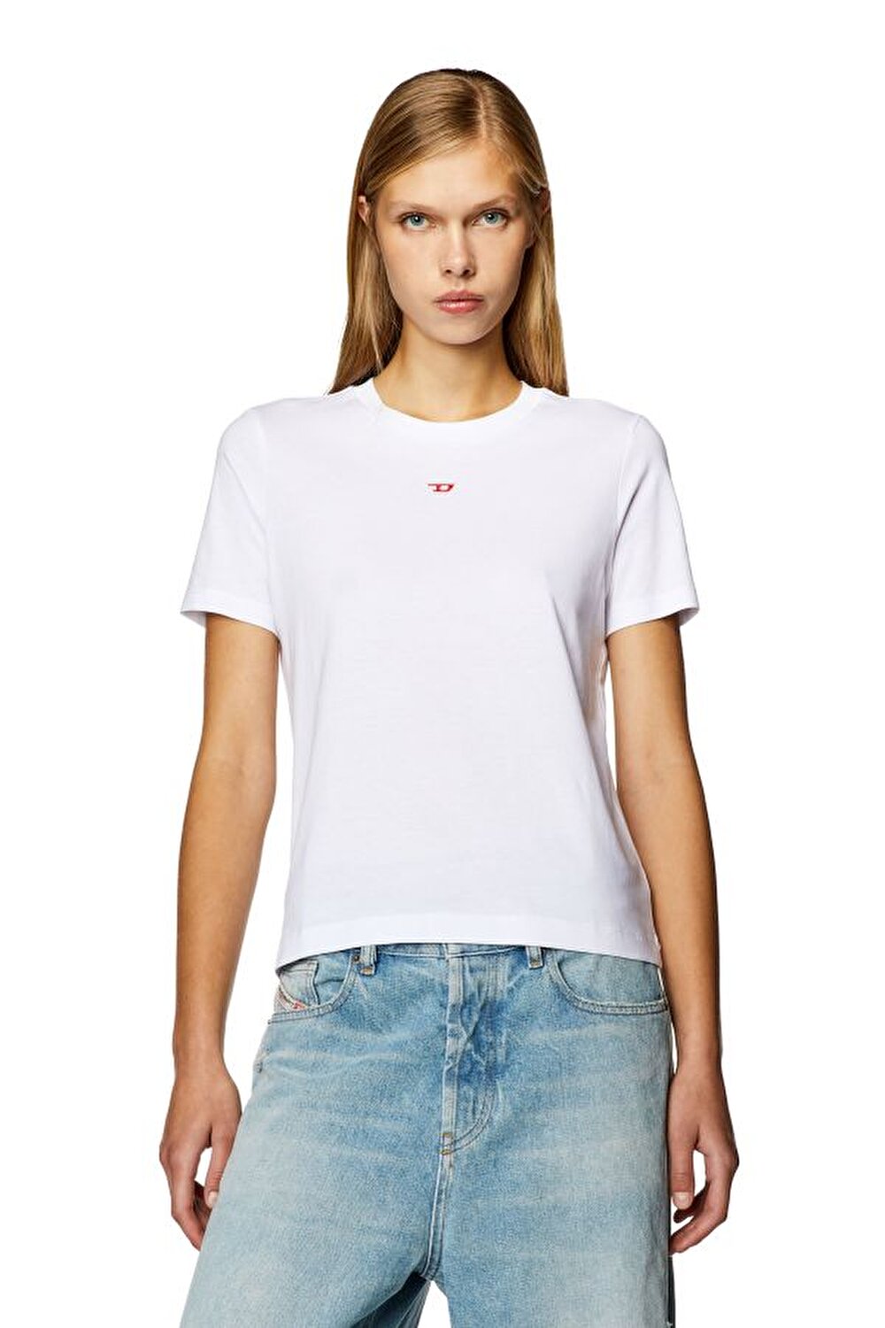 DIESEL Beyaz KADIN Diesel Kad n Logo Detayl T Shirt 8052105705566 JeansLab