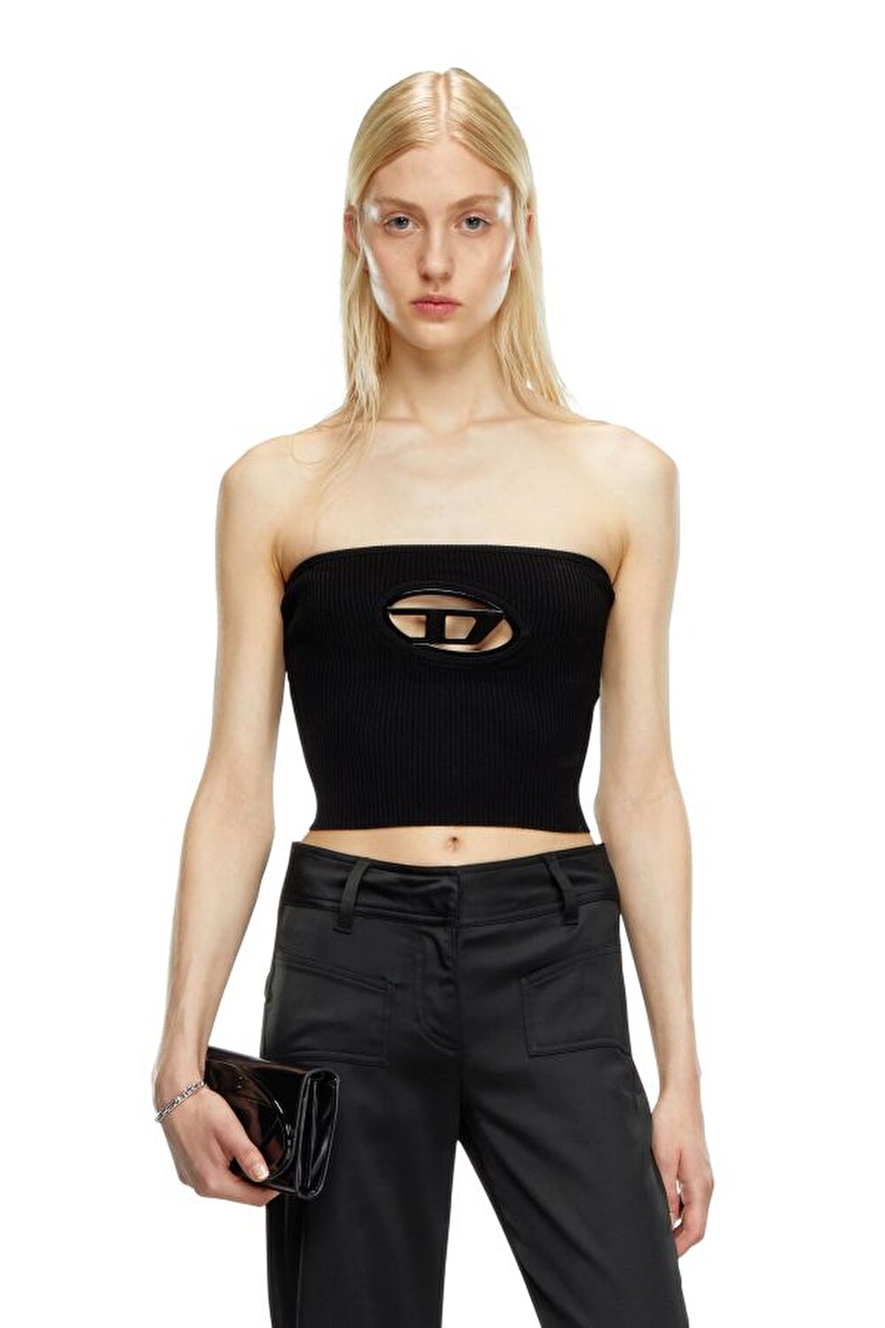 Diesel Kadın Oval-D Logo Siyah Top
