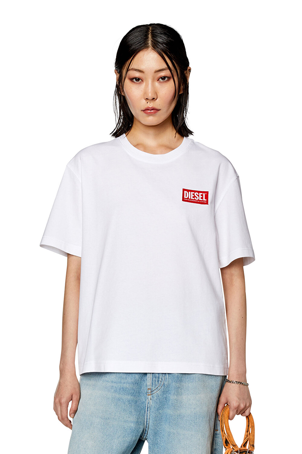 Diesel Kadın Logo Detaylı Beyaz T-Shirt