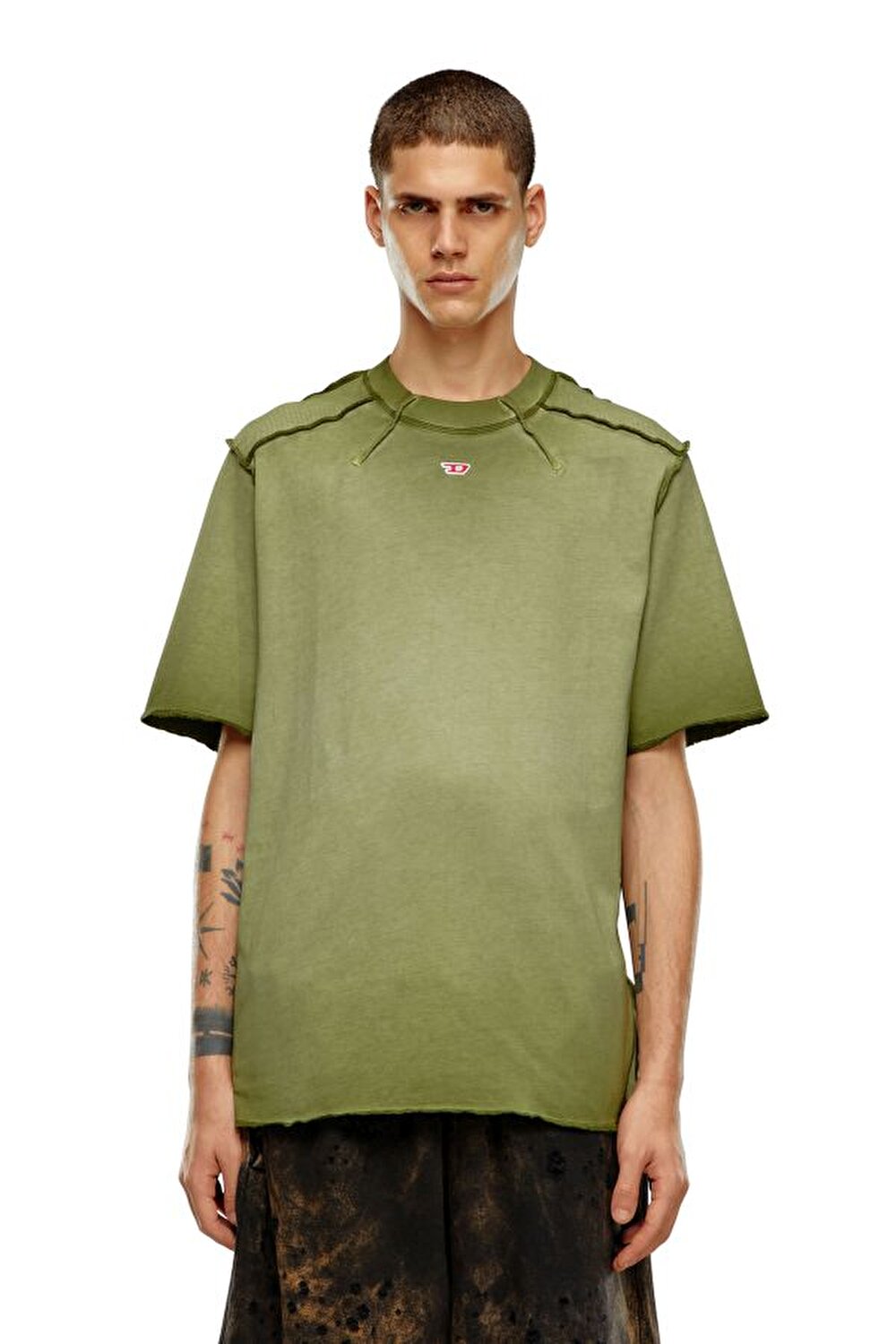 Diesel Erkek Bisiklet Yaka Haki T-Shirt