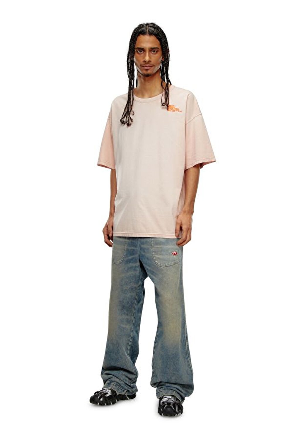 Diesel Erkek Bisiklet Yaka Pudra T-Shirt
