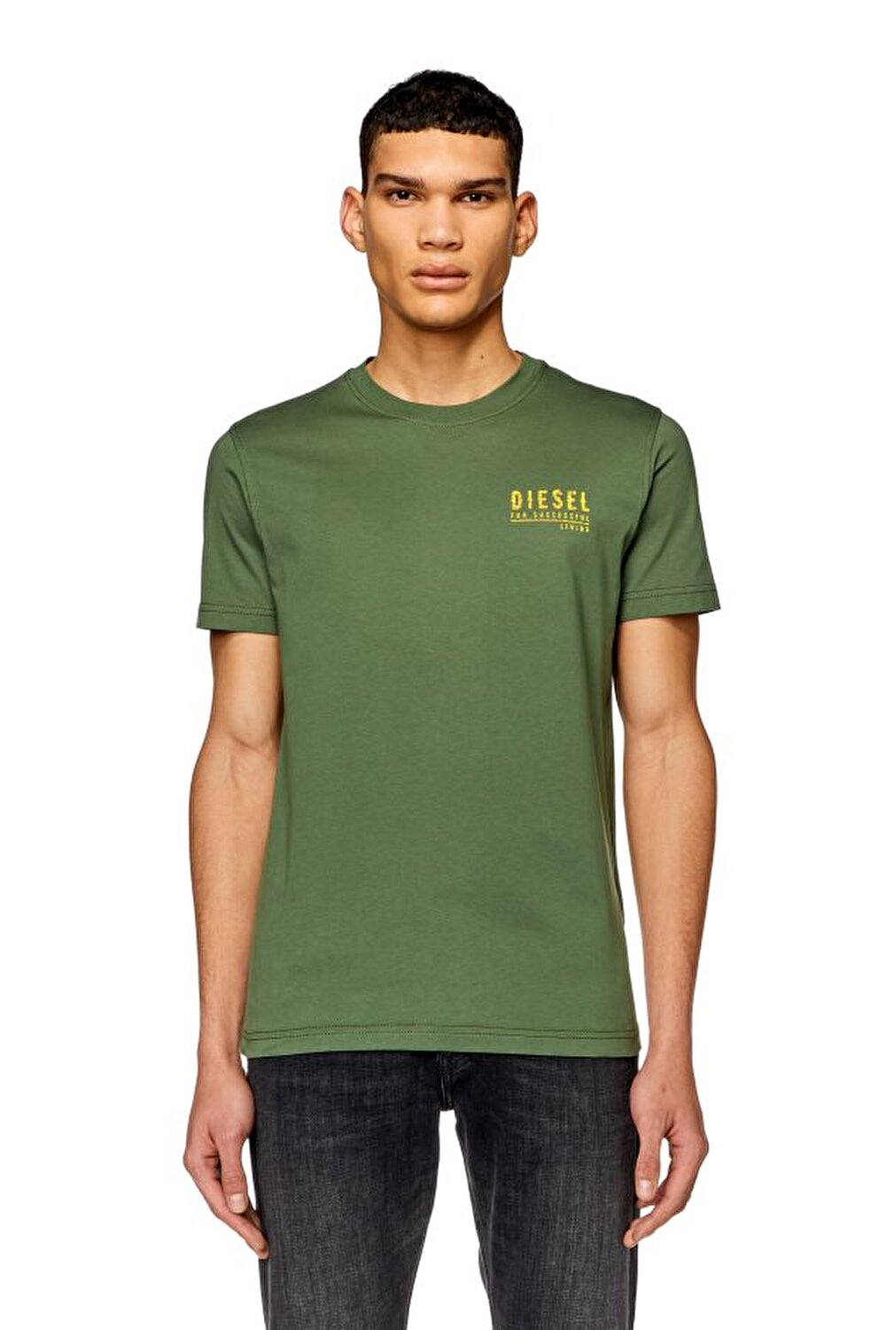 DIESEL Haki ERKEK Diesel Erkek Bisiklet Yaka T Shirt 8058992147199 JeansLab