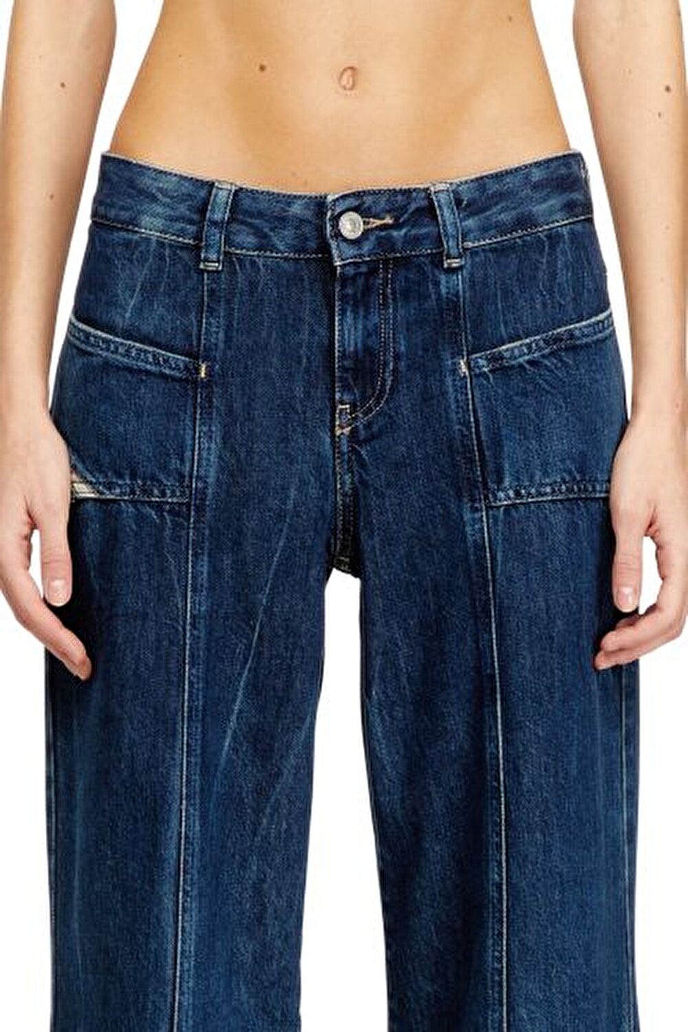 D-AKII KOYU MAVİ KADIN FLARE JEAN PANTOLON