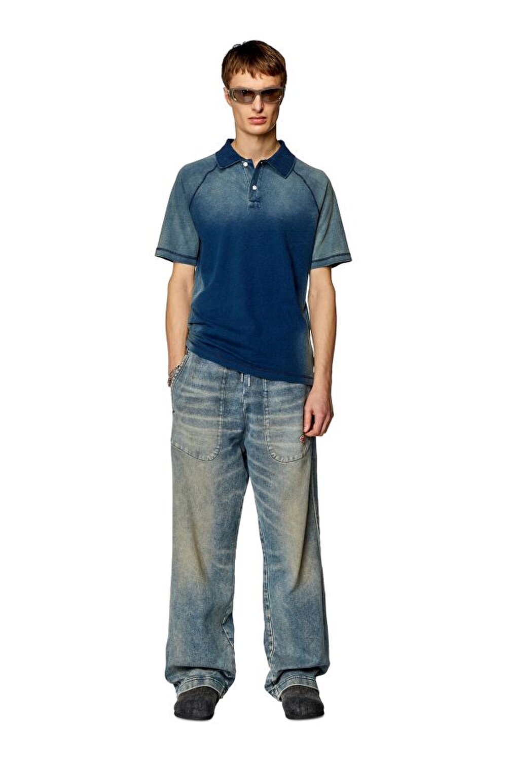 Diesel Erkek Logo Detaylı Polo Yaka Mavi T-Shirt