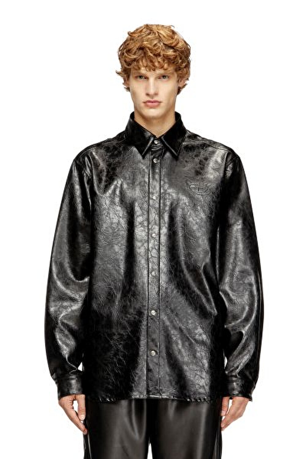 SİYAH LOGOLU ERKEK SUNİ DERİ GÖMLEK