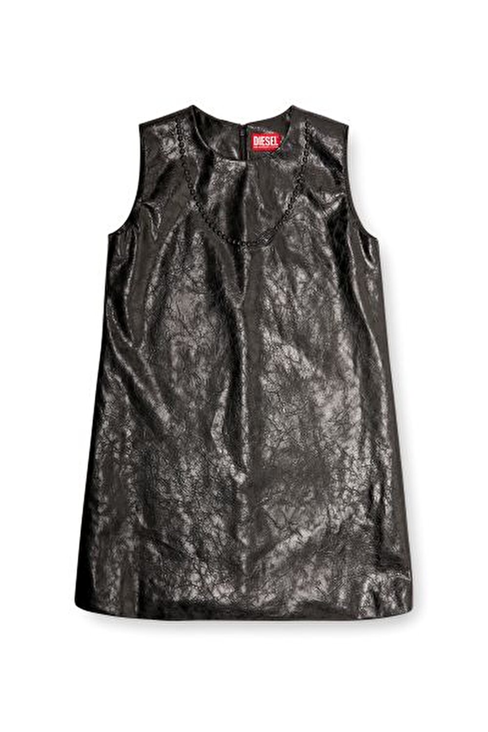 SİYAH LOGOLU KADIN SUNİ DERİ ELBİSE