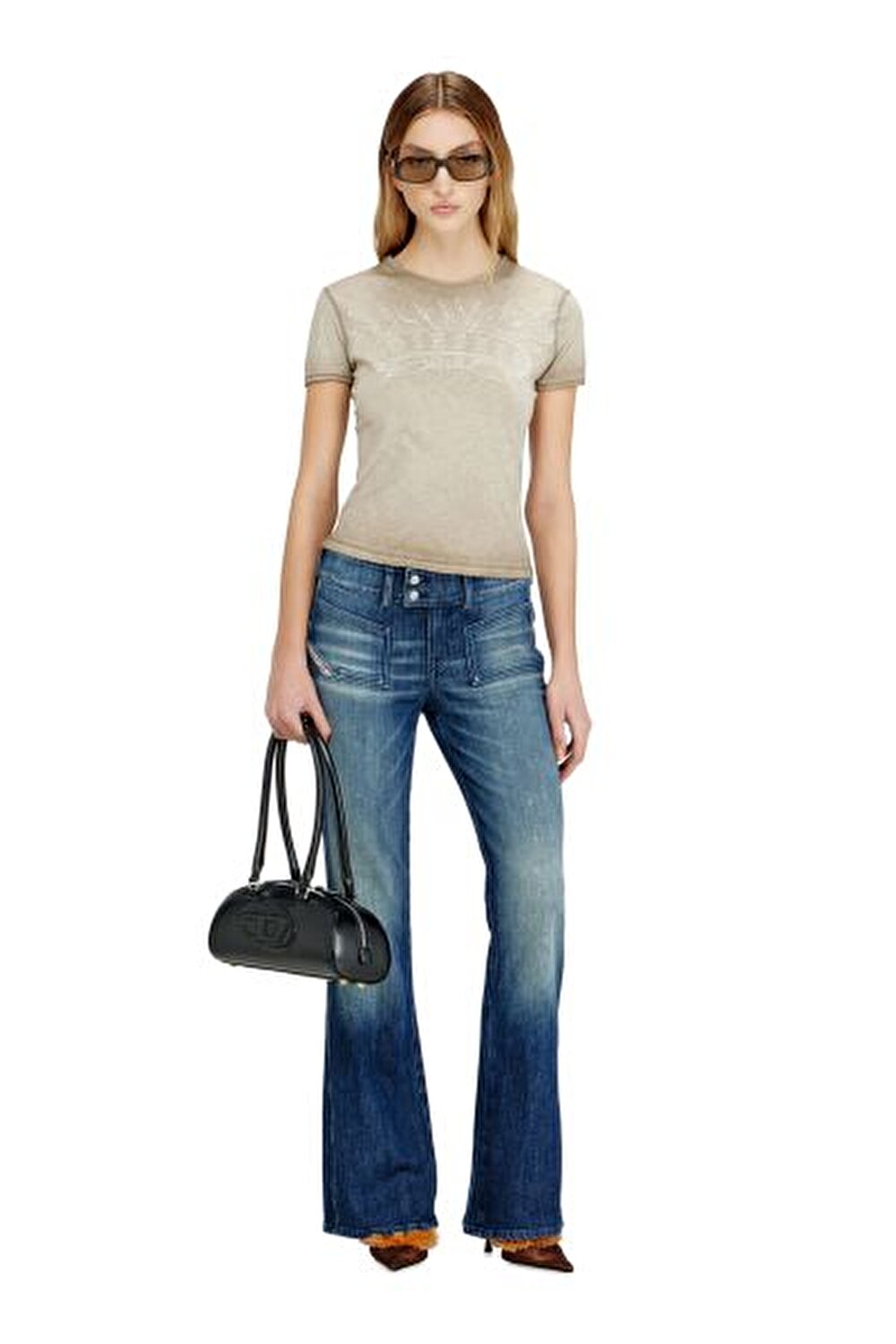 BEJ ERKEK LOGOLU SLIM T-SHIRT