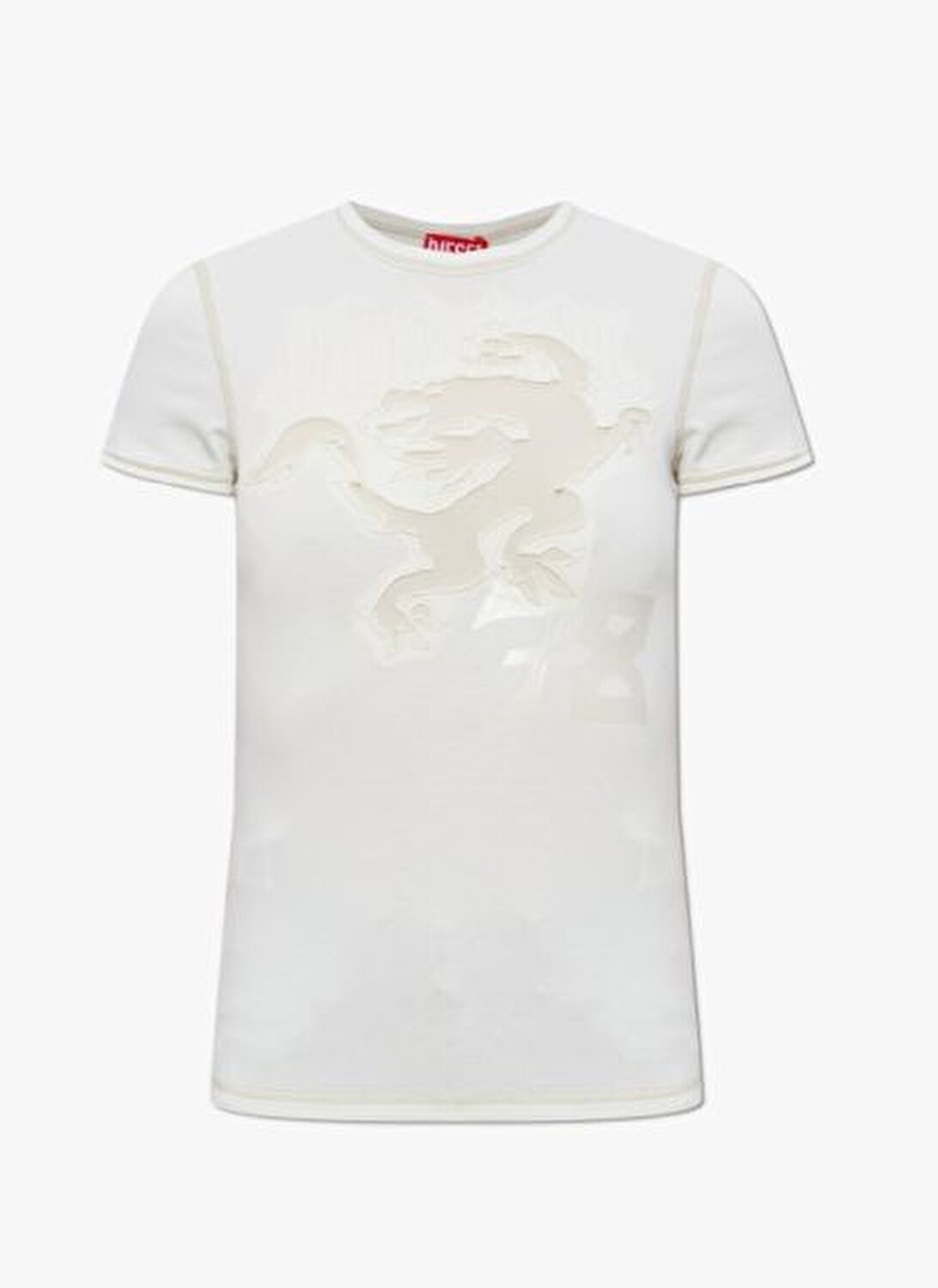 BEYAZ KADIN DESENLİ SLIM T-SHIRT