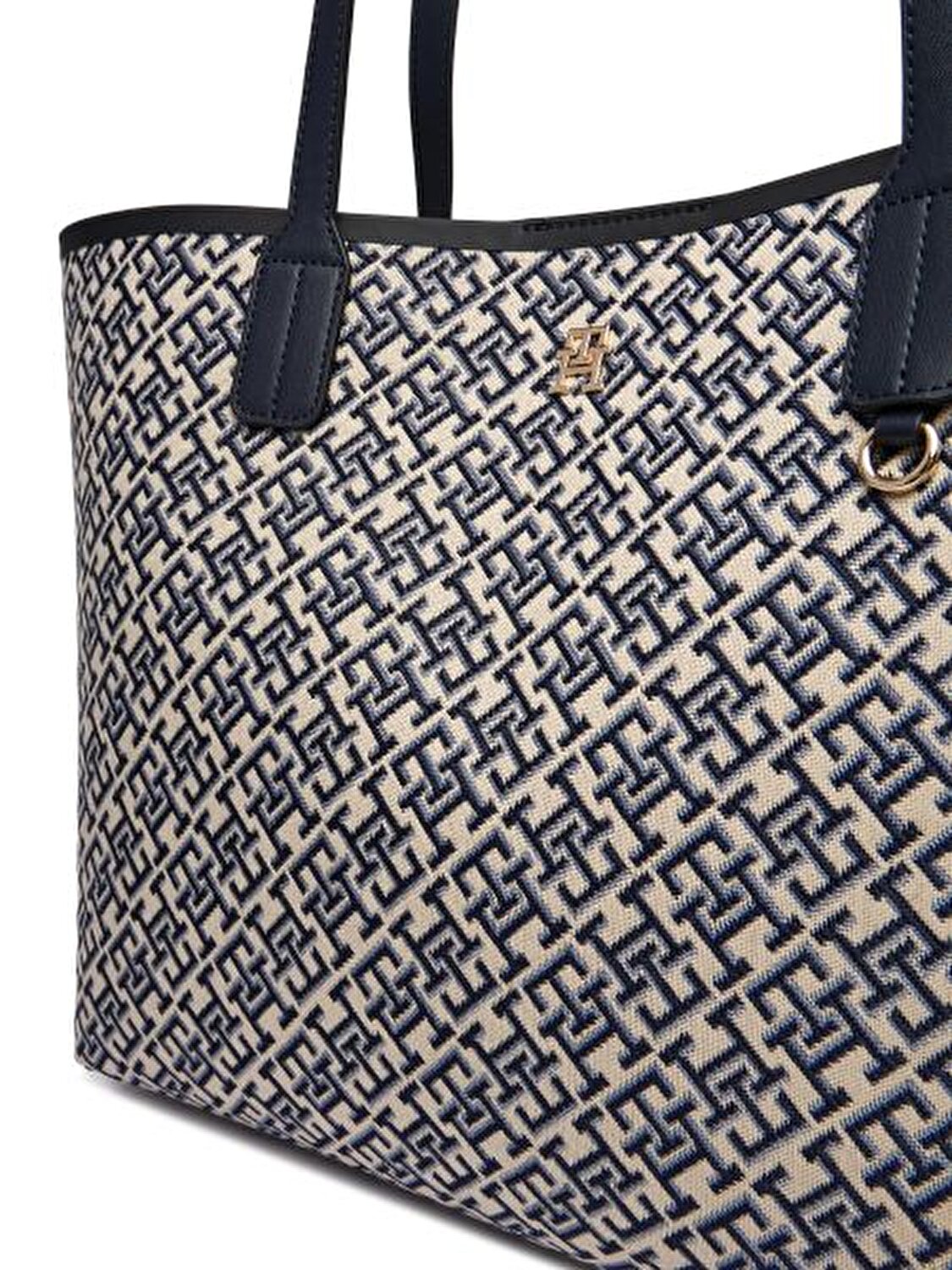 TH ICON JACQUARD LACİVERT KADIN TOTE ÇANTA