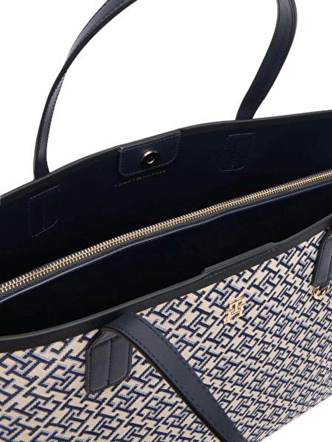TH ICON JACQUARD LACİVERT KADIN TOTE ÇANTA