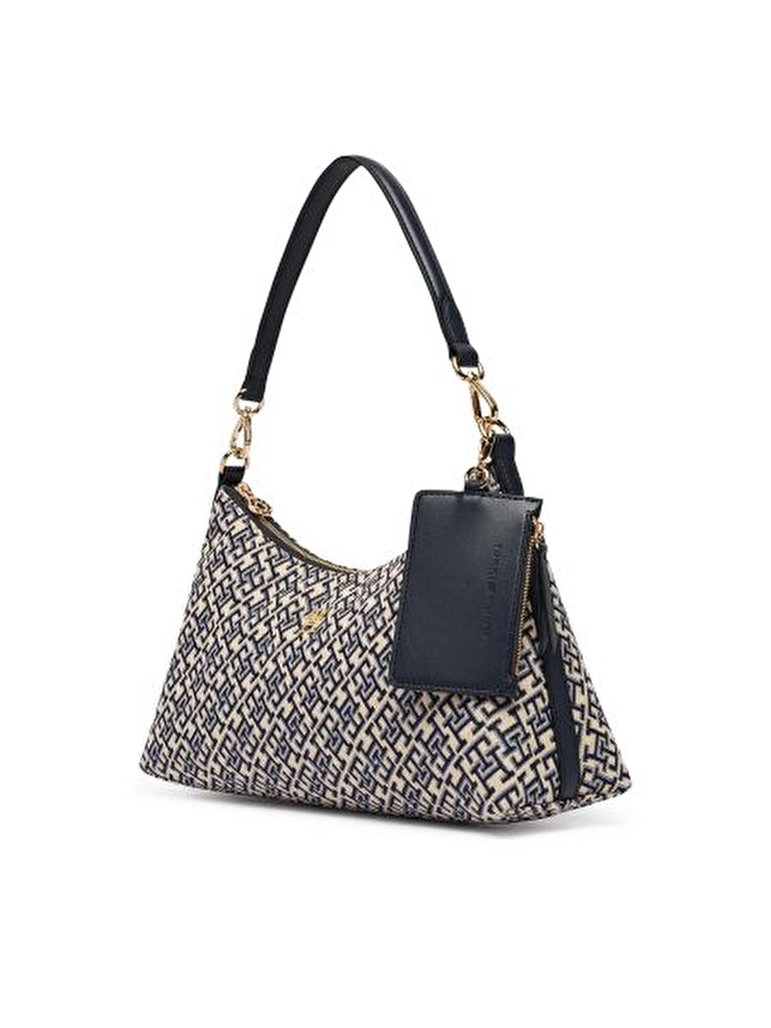 TH ICON JACQUARD LACİVERT KADIN OMUZ ÇANTASI