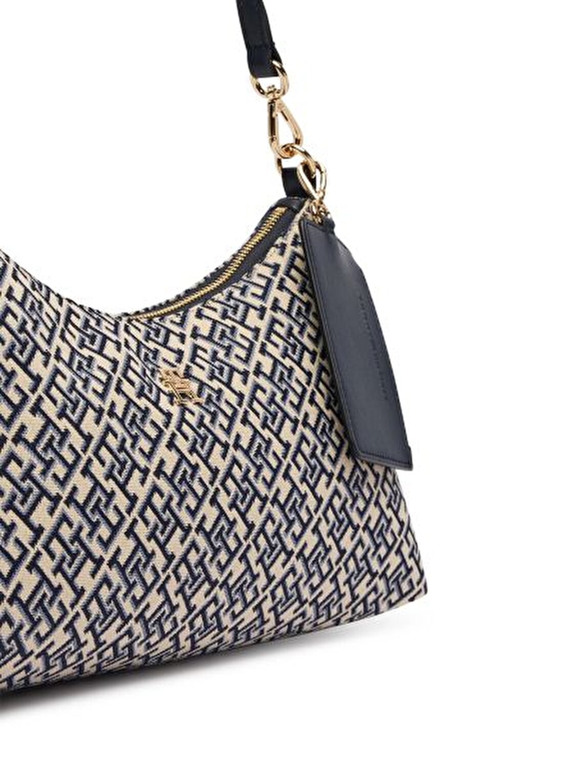 TH ICON JACQUARD LACİVERT KADIN OMUZ ÇANTASI