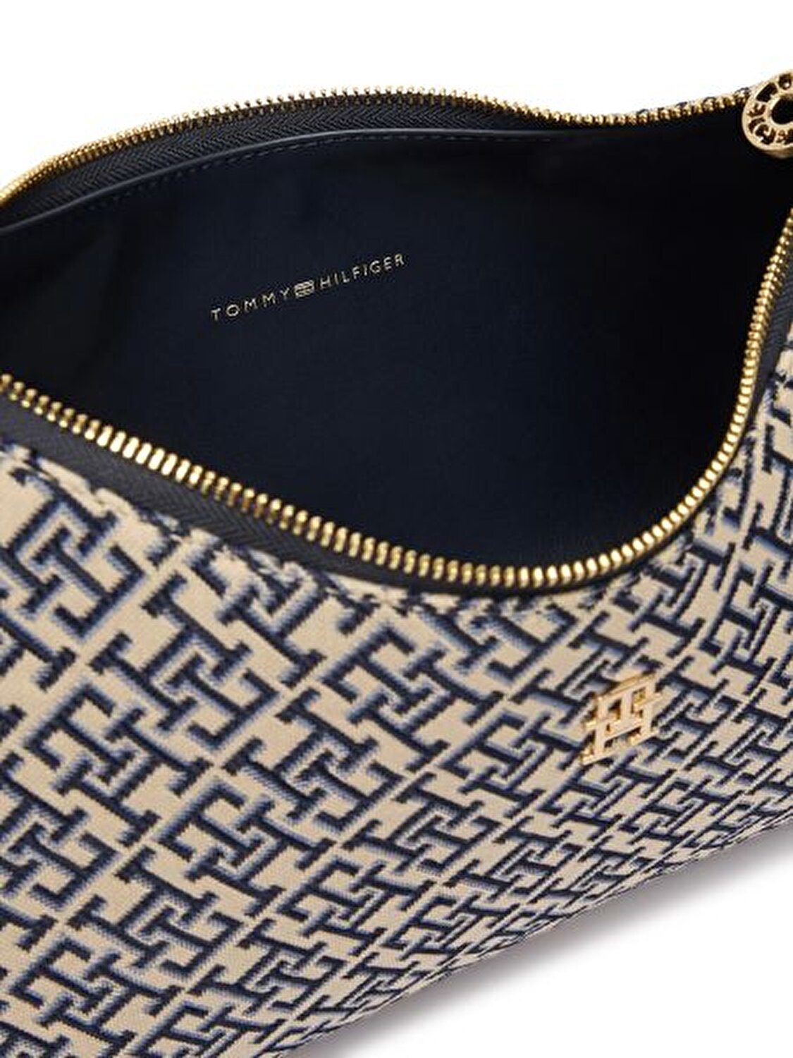 TH ICON JACQUARD LACİVERT KADIN OMUZ ÇANTASI