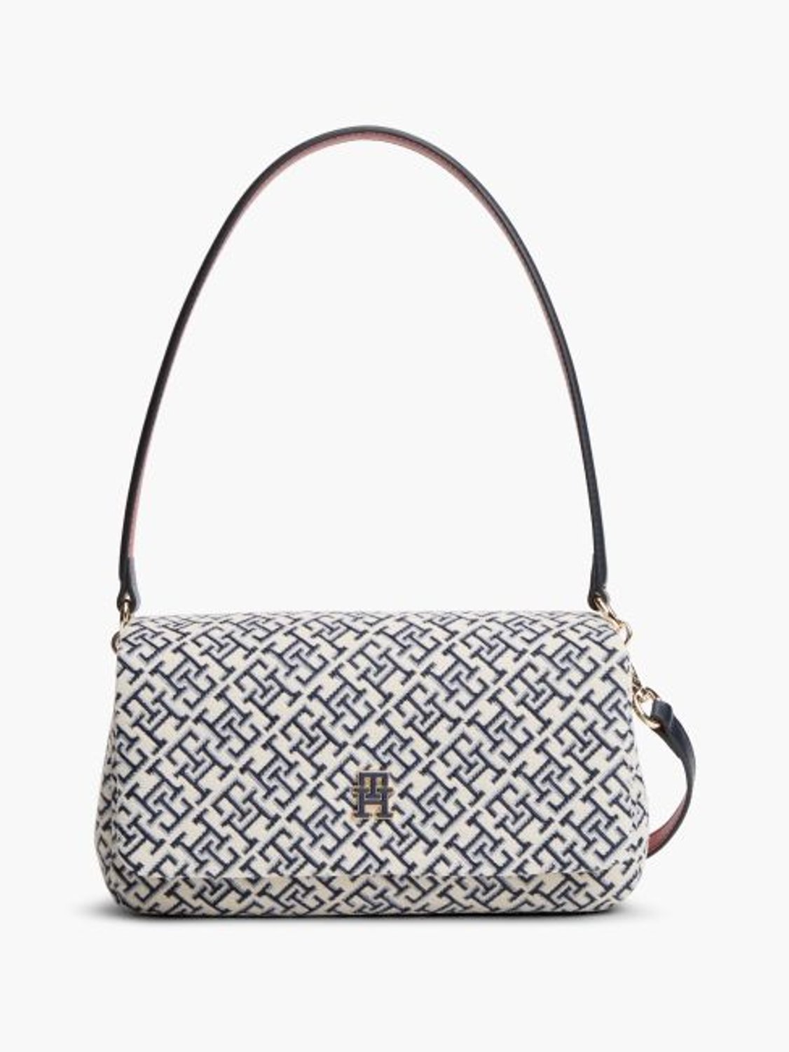 TH JACQUARD LACİVERT KADIN OMUZ ÇANTASI
