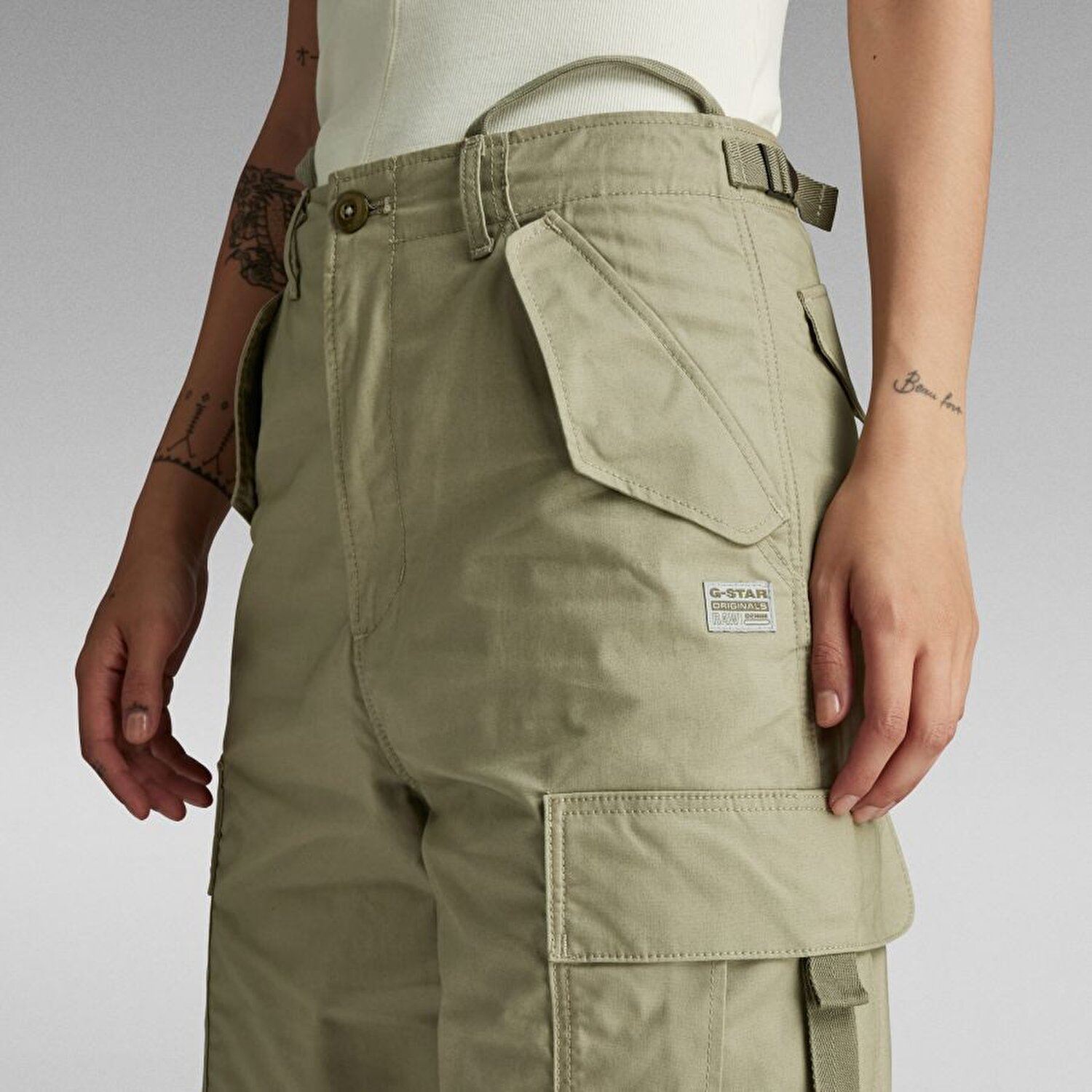 Cargo cropped drawcord pant wmn