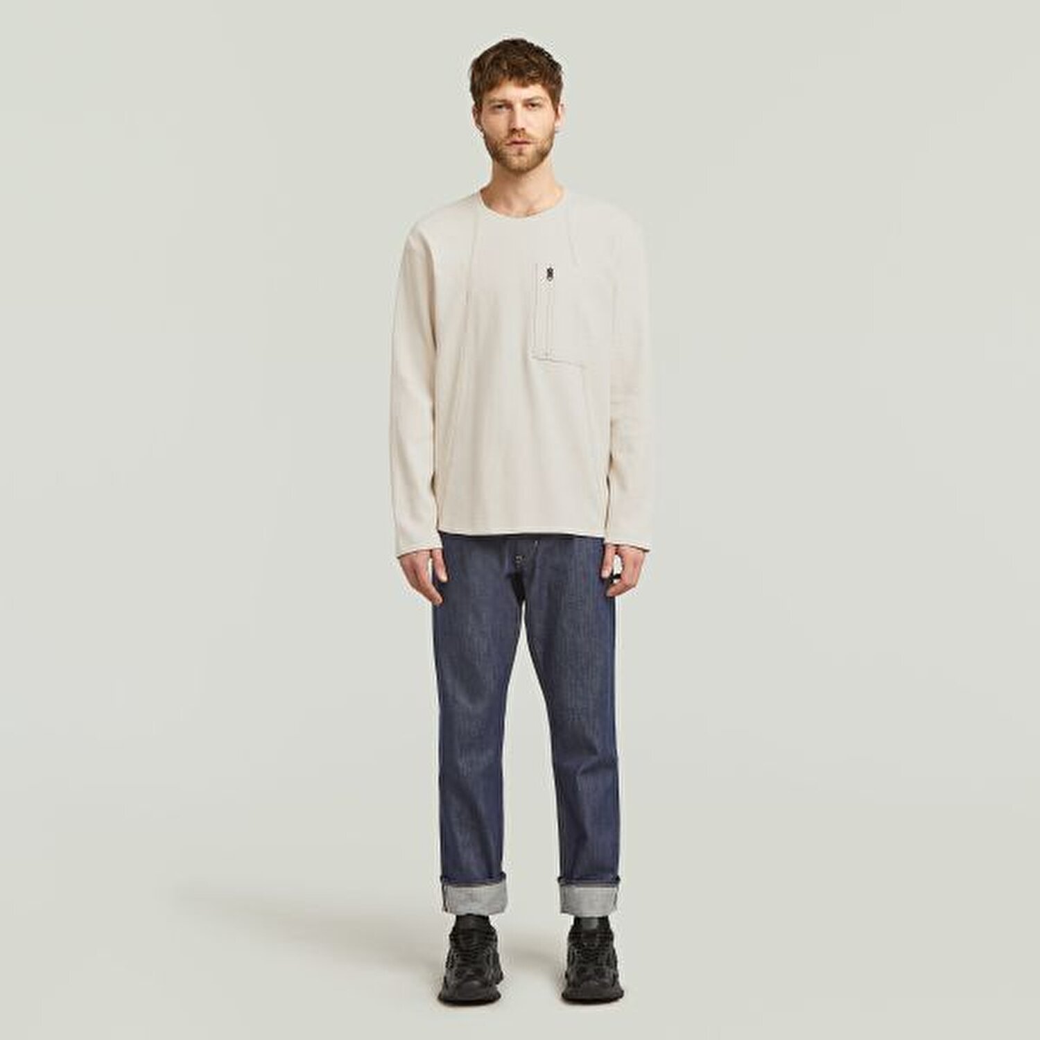 EKRU FERMUARLI ERKEK SWEATSHIRT