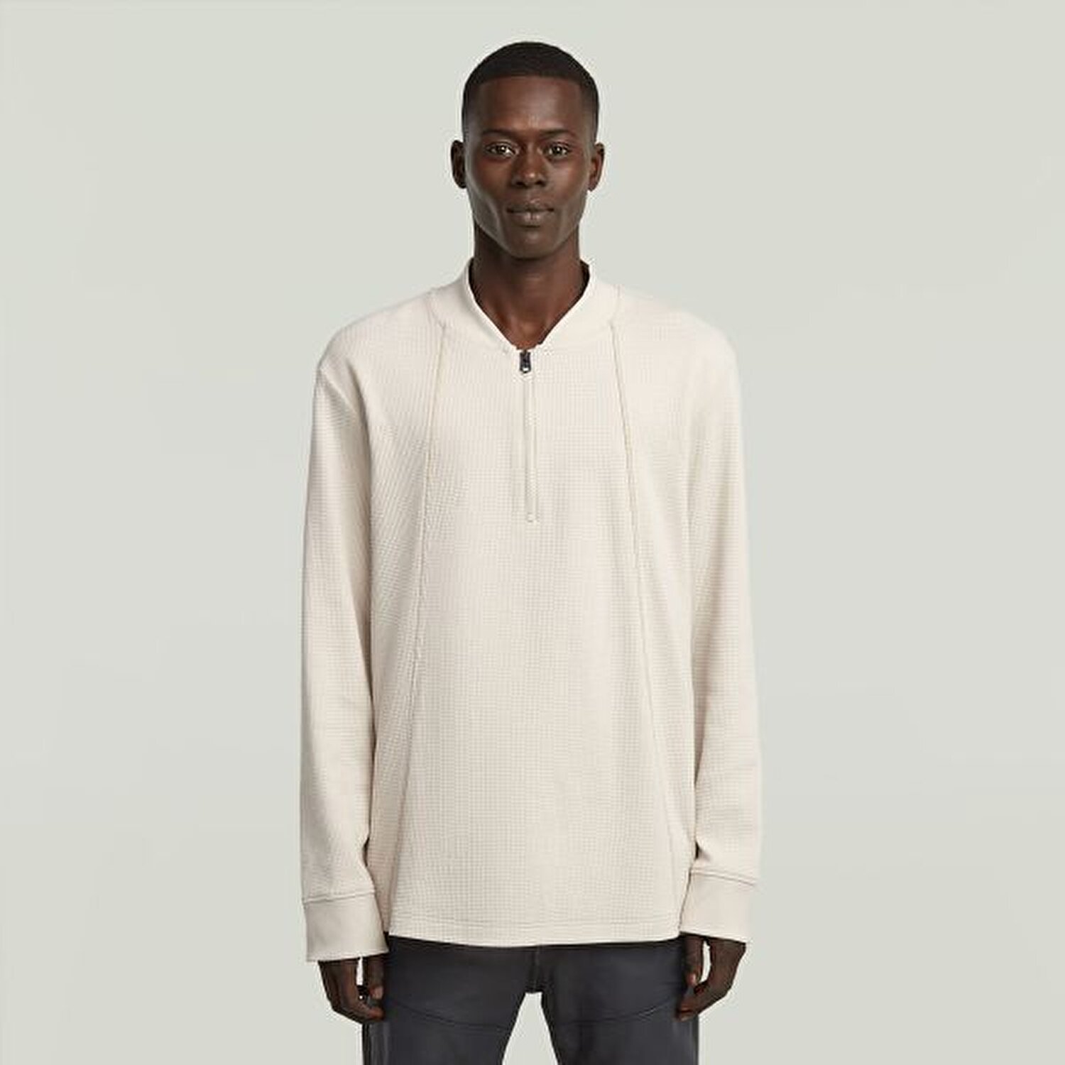 EKRU FERMUARLI ERKEK SWEATSHIRT