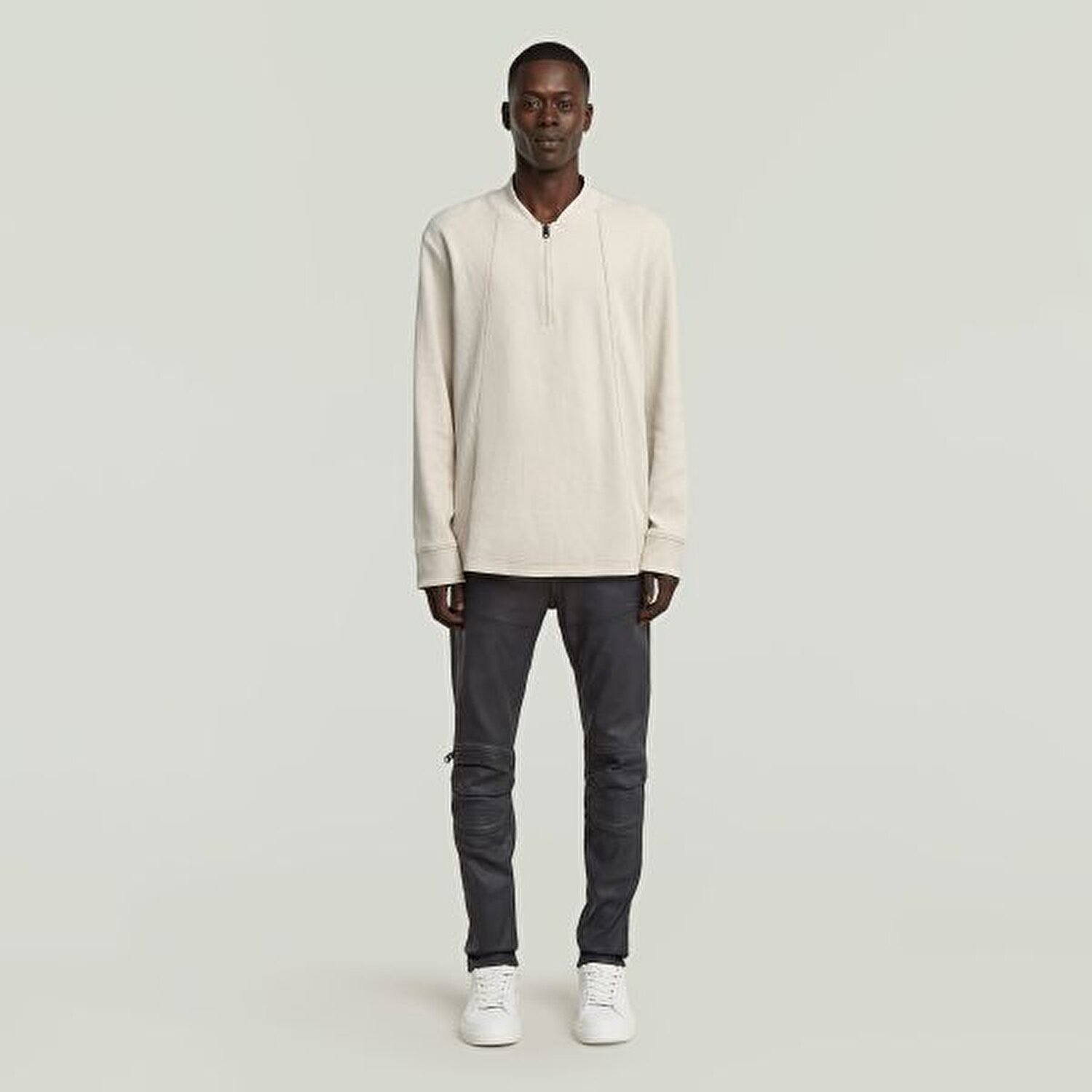 EKRU FERMUARLI ERKEK SWEATSHIRT