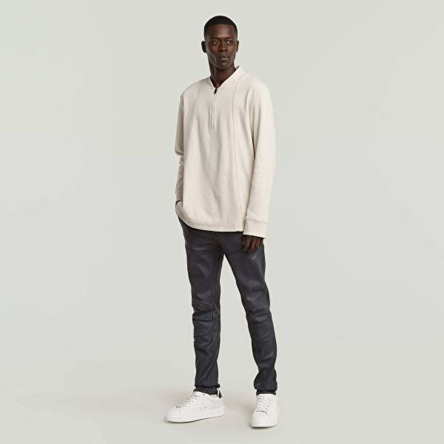 EKRU FERMUARLI ERKEK SWEATSHIRT