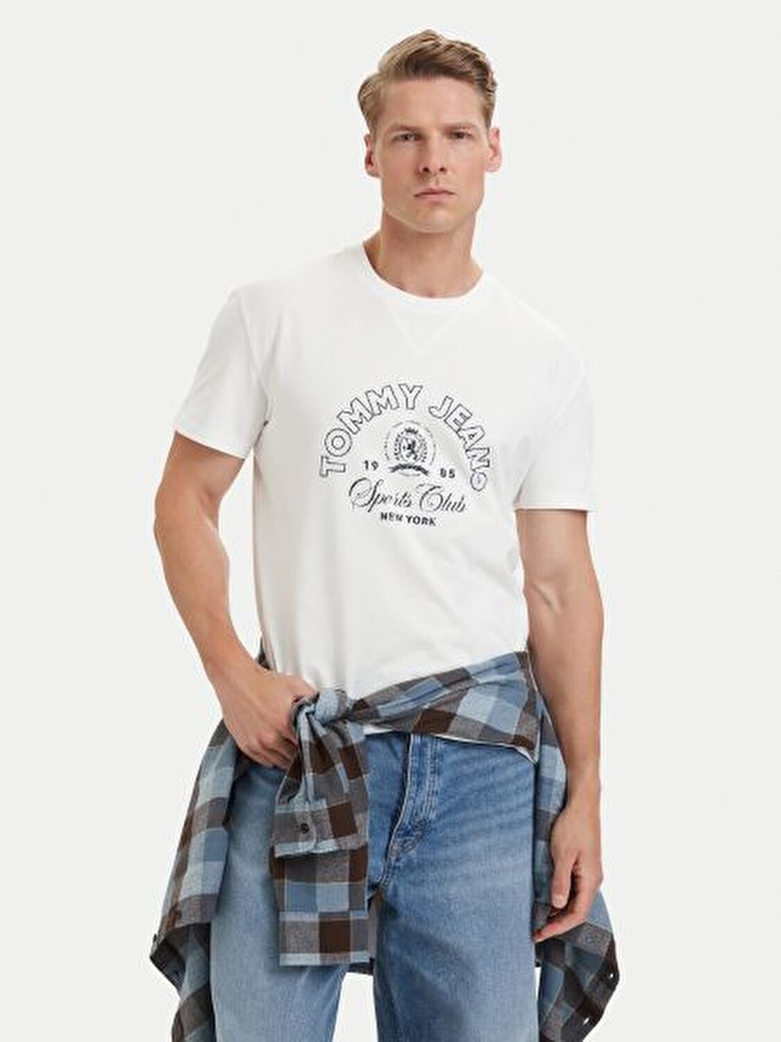 BEYAZ LOGOLU BASKILI ERKEK T-SHIRT