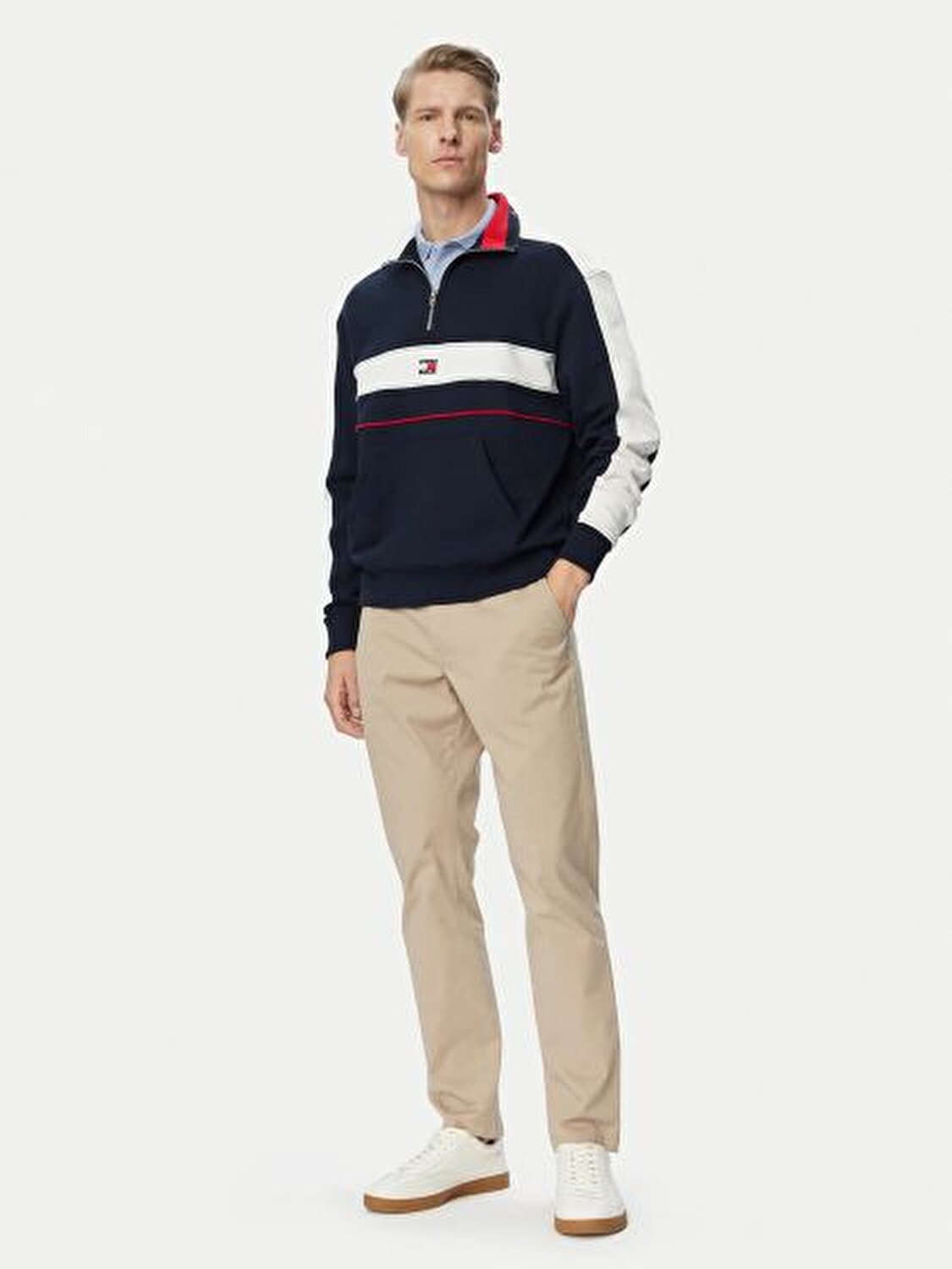 LACİVERT LOGOLU FERMUARLI ERKEK SWEATSHIRT