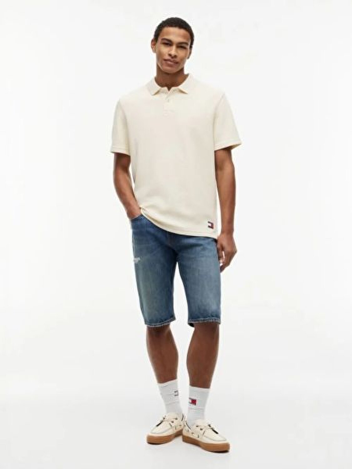 BEJ LOGOLU ERKEK POLO T-SHIRT