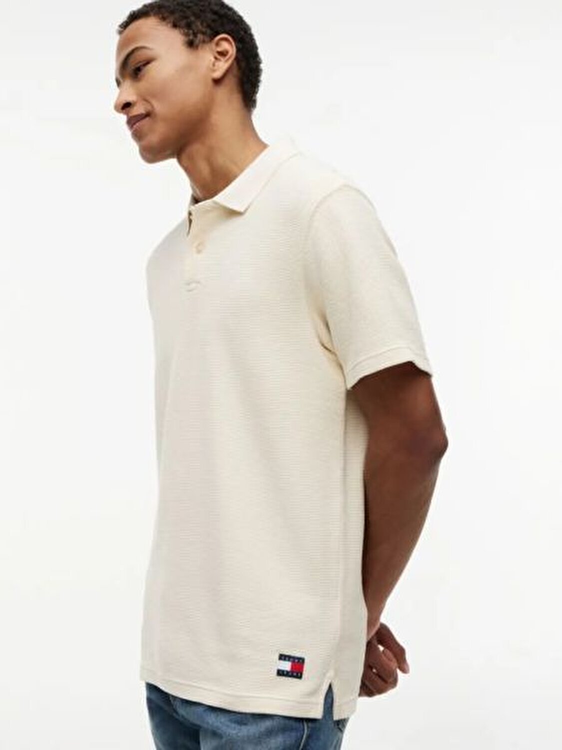BEJ LOGOLU ERKEK POLO T-SHIRT