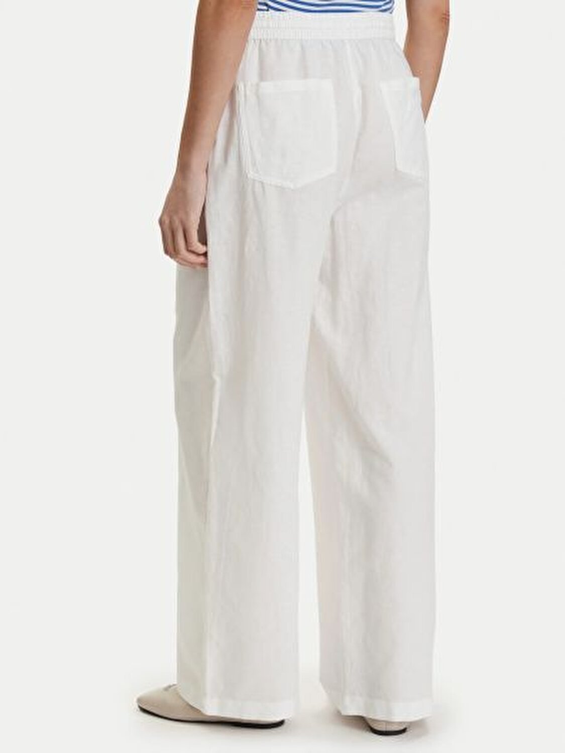 BEYAZ KADIN KETEN KARIŞIMI LOOSE PANTOLON