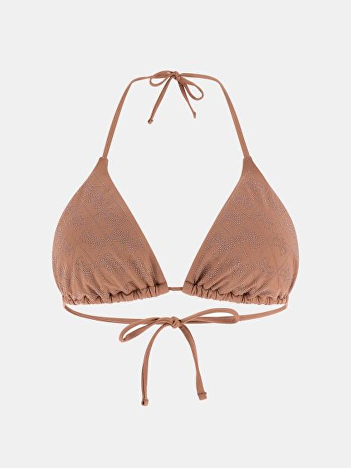 AÇIK KAHVE 4G LOGO DESENLİ KADIN ÜÇGEN BİKİNİ ÜSTÜ