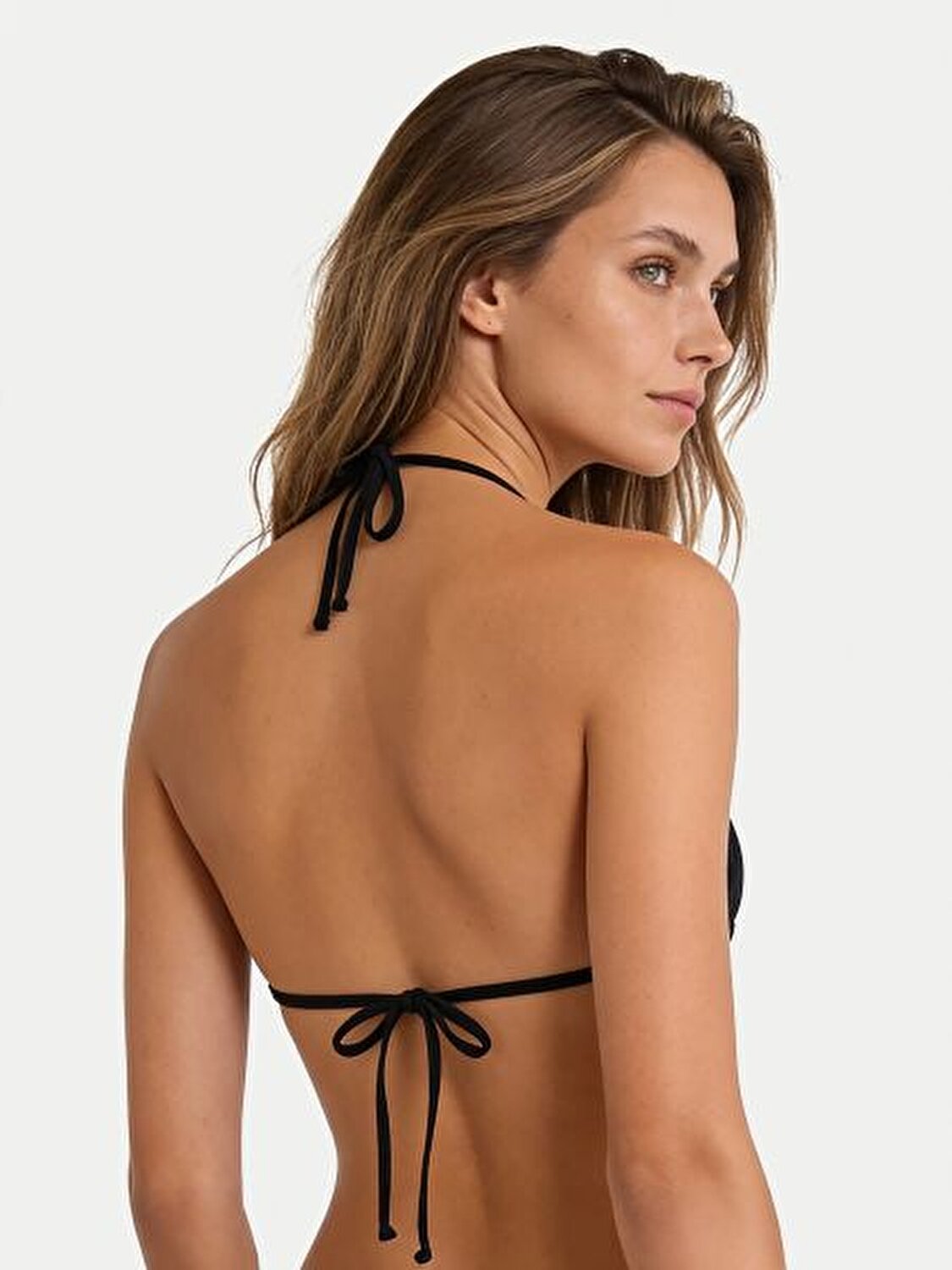 SİYAH 4G LOGO DESENLİ KADIN ÜÇGEN BİKİNİ ÜSTÜ