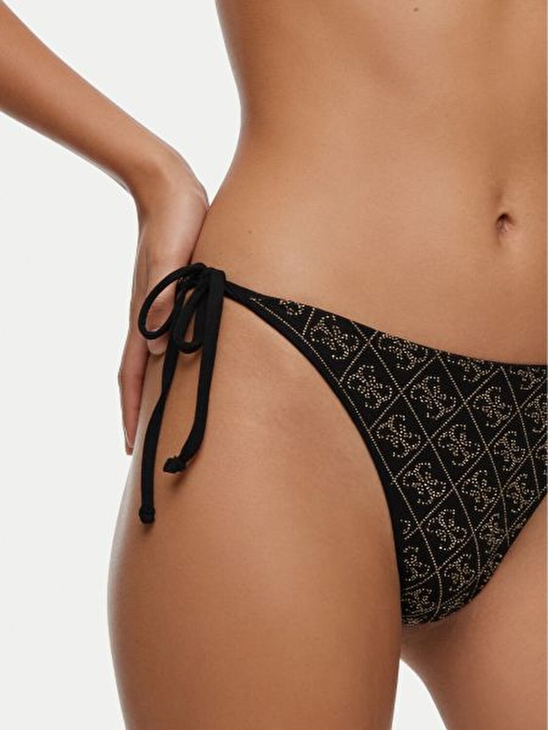 SİYAH 4G LOGO DESENLİ KADIN STRING BİKİNİ ALTI