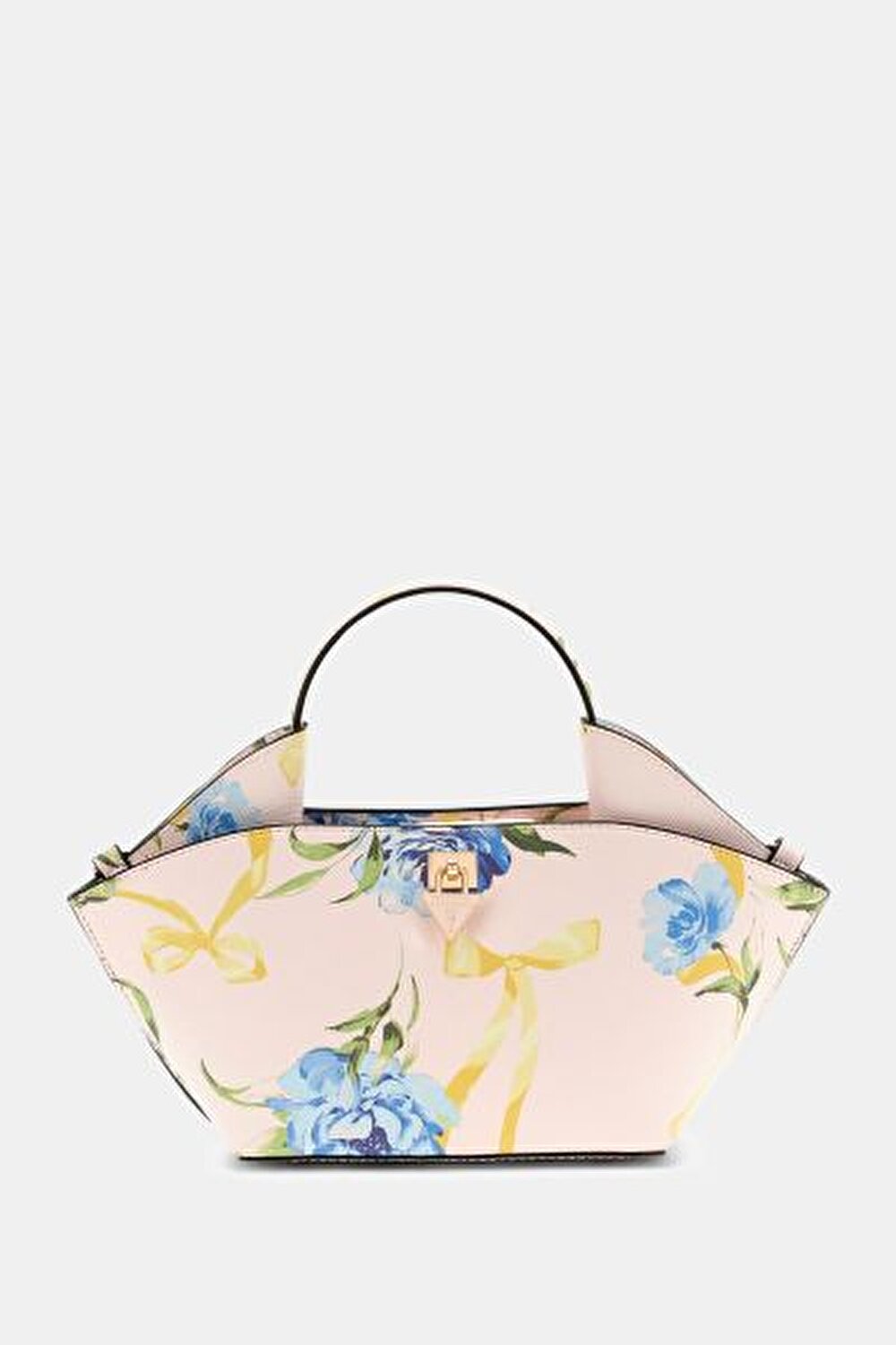 PATSIE EKRU MAVİ ÇİÇEK DESENLİ KADIN MINI TOTE ÇANTA