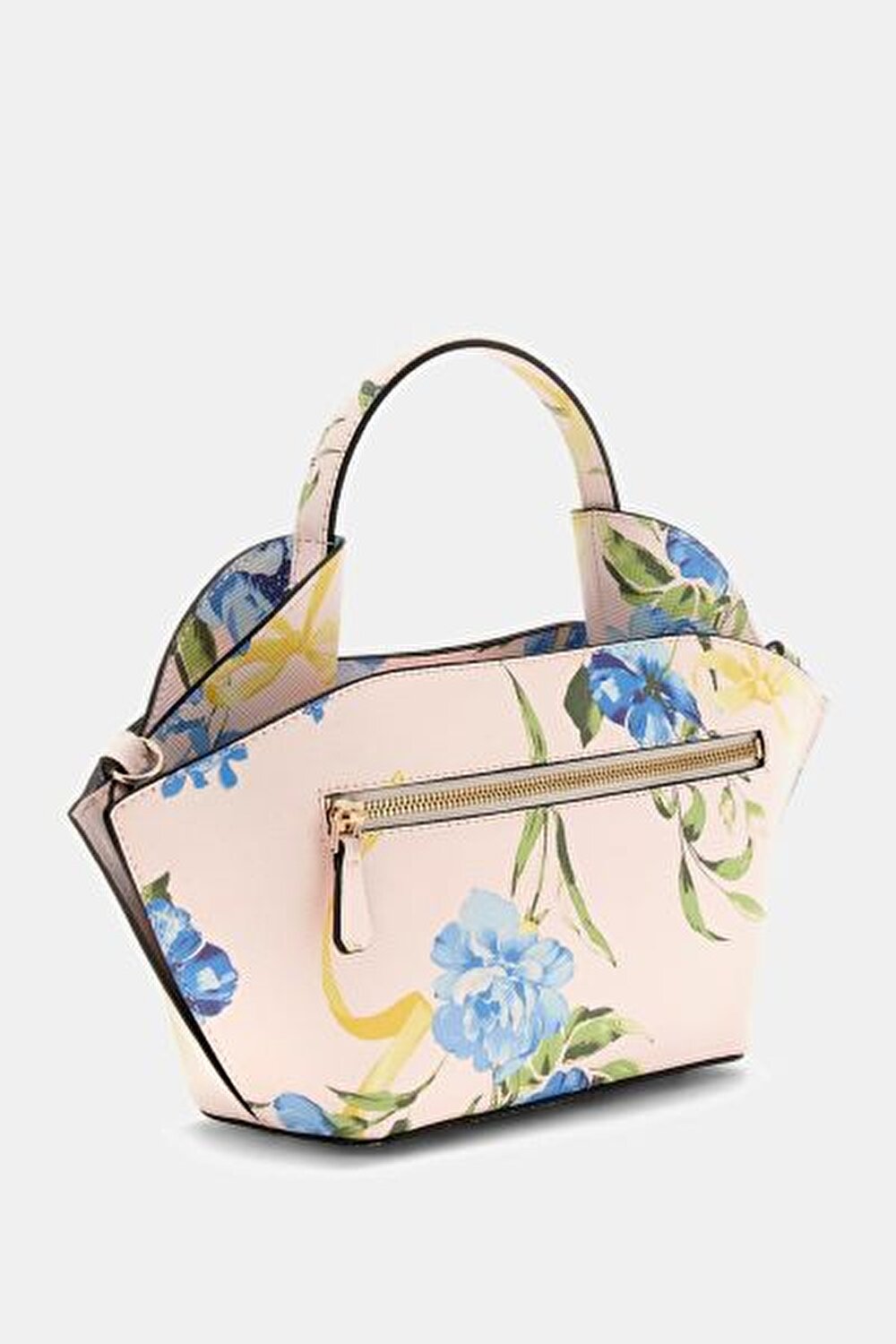 PATSIE EKRU MAVİ ÇİÇEK DESENLİ KADIN MINI TOTE ÇANTA
