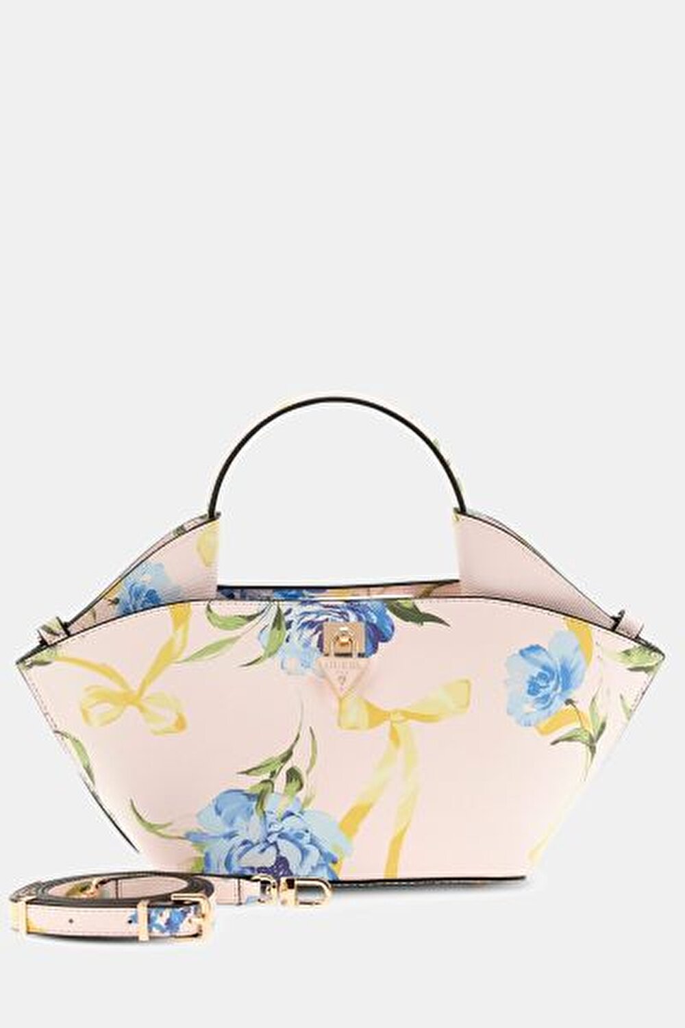 PATSIE EKRU MAVİ ÇİÇEK DESENLİ KADIN MINI TOTE ÇANTA