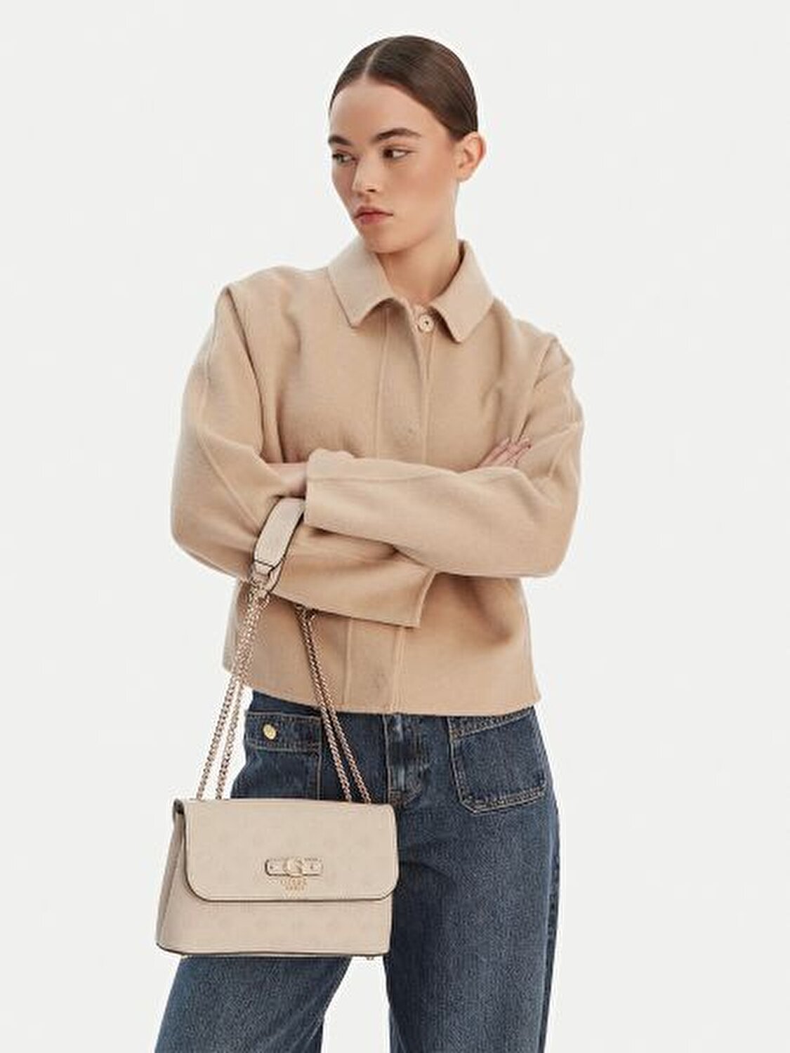 DITA LOGO EKRU KADIN ÇAPRAZ ÇANTA