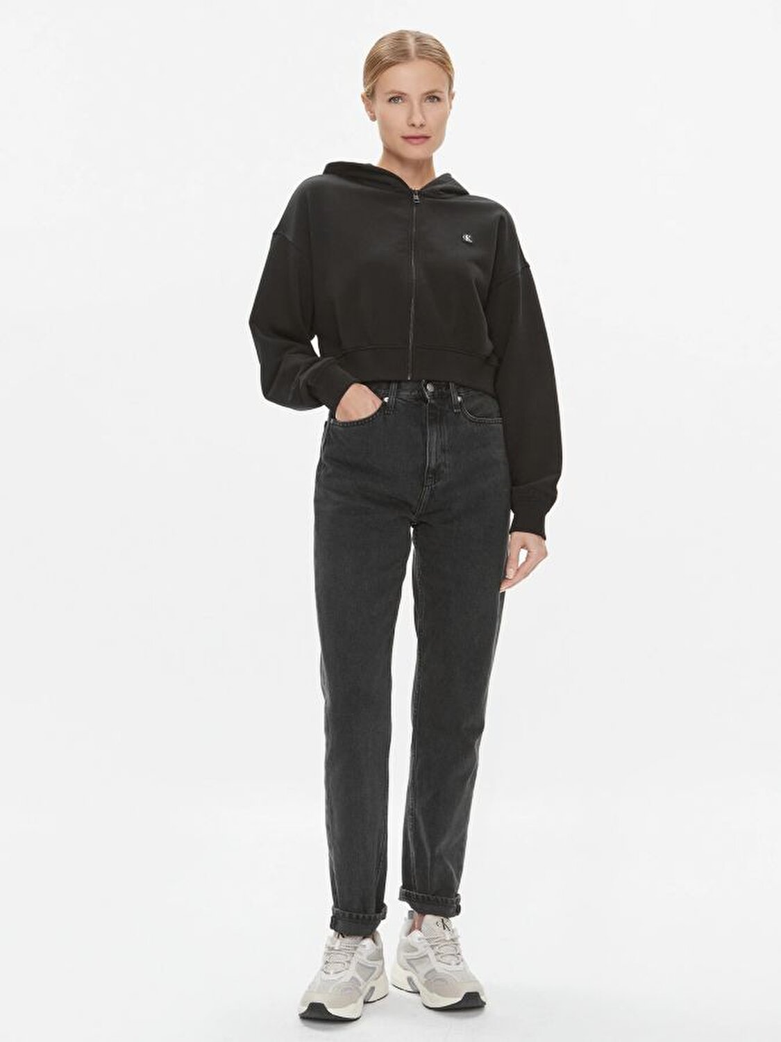Calvin Klein Kadın Logo Detaylı Siyah Sweatshirt