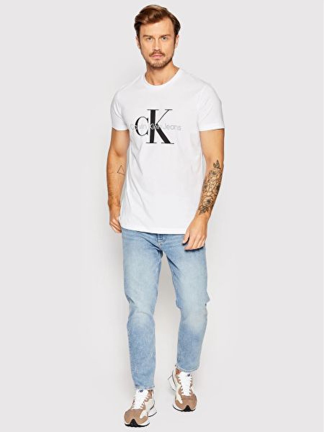 Calvin Klein Erkek Beyaz Kısa Kollu T-Shirt