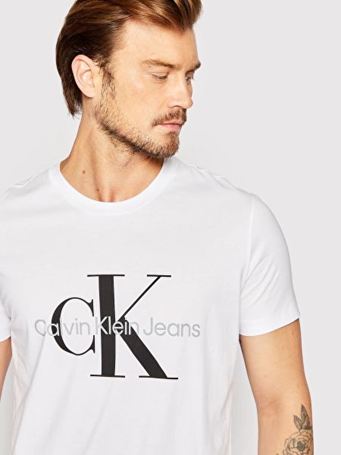 Calvin Klein Erkek Beyaz Kısa Kollu T-Shirt