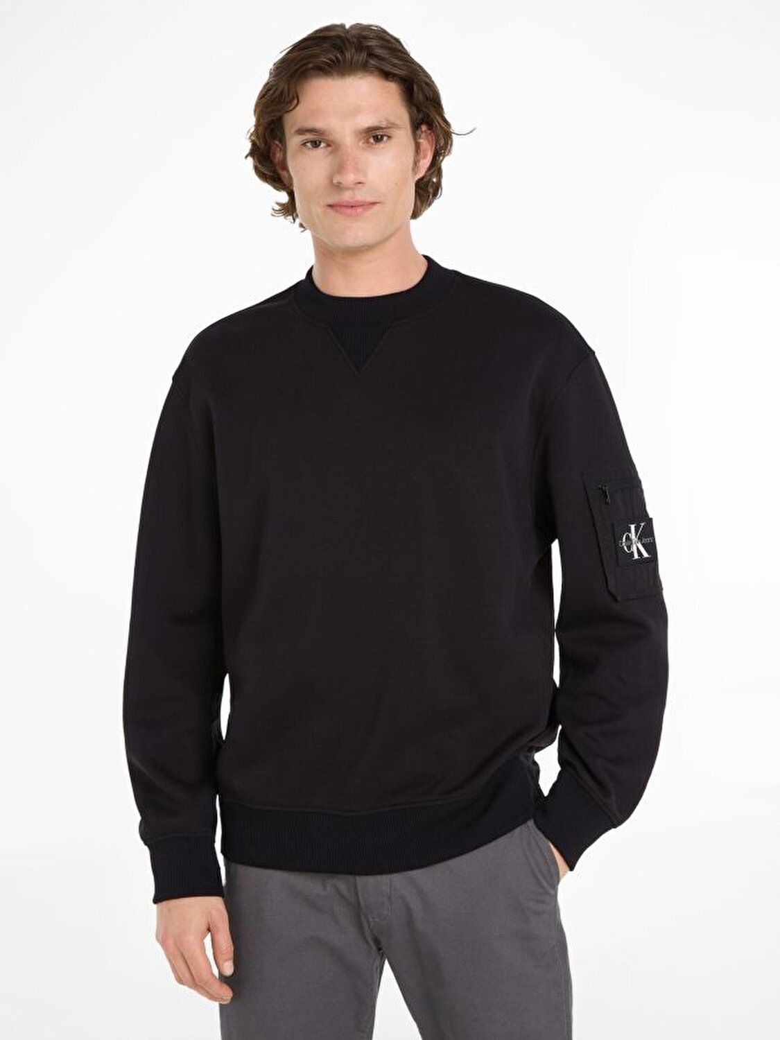 Calvin Klein Erkek Logo Detaylı Siyah Sweatshirt