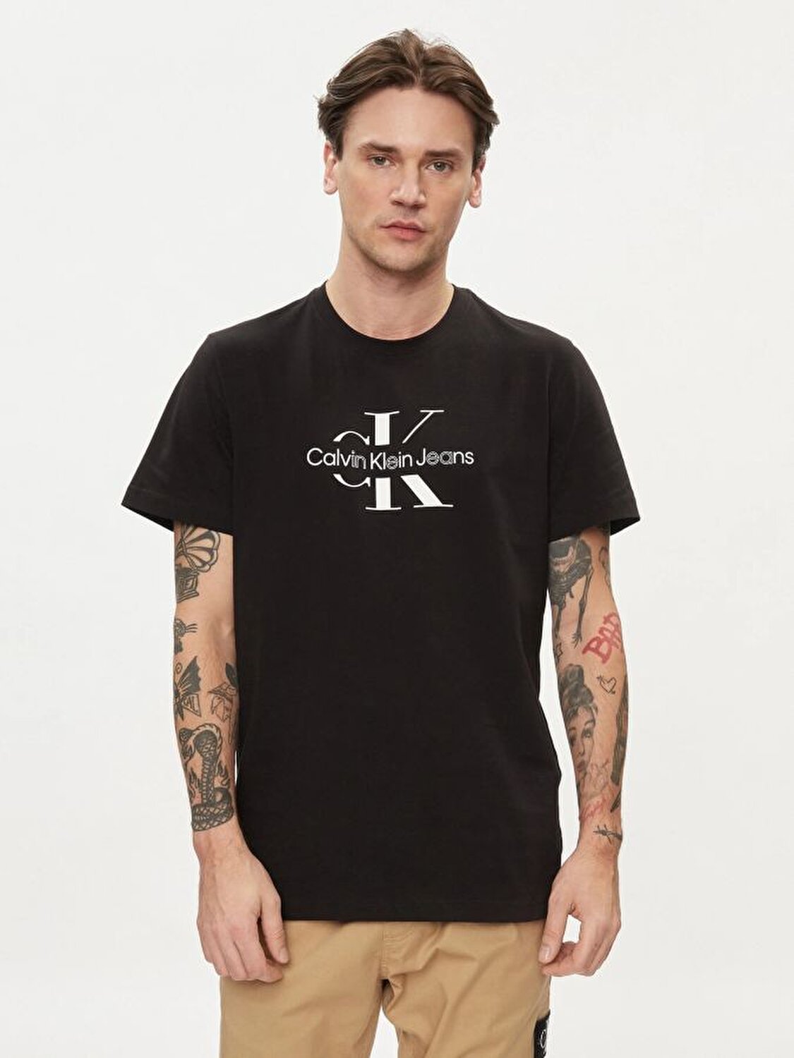 Calvin Klein Erkek Siyah Logo Detaylı Kısa Kollu T-Shirt