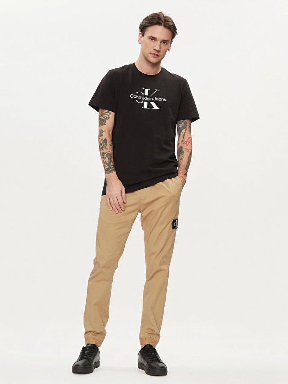 Calvin Klein Erkek Siyah Logo Detaylı Kısa Kollu T-Shirt