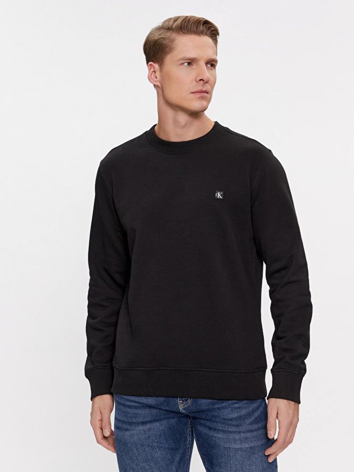 Calvin Klein Erkek Logo Detaylı Siyah Sweatshirt