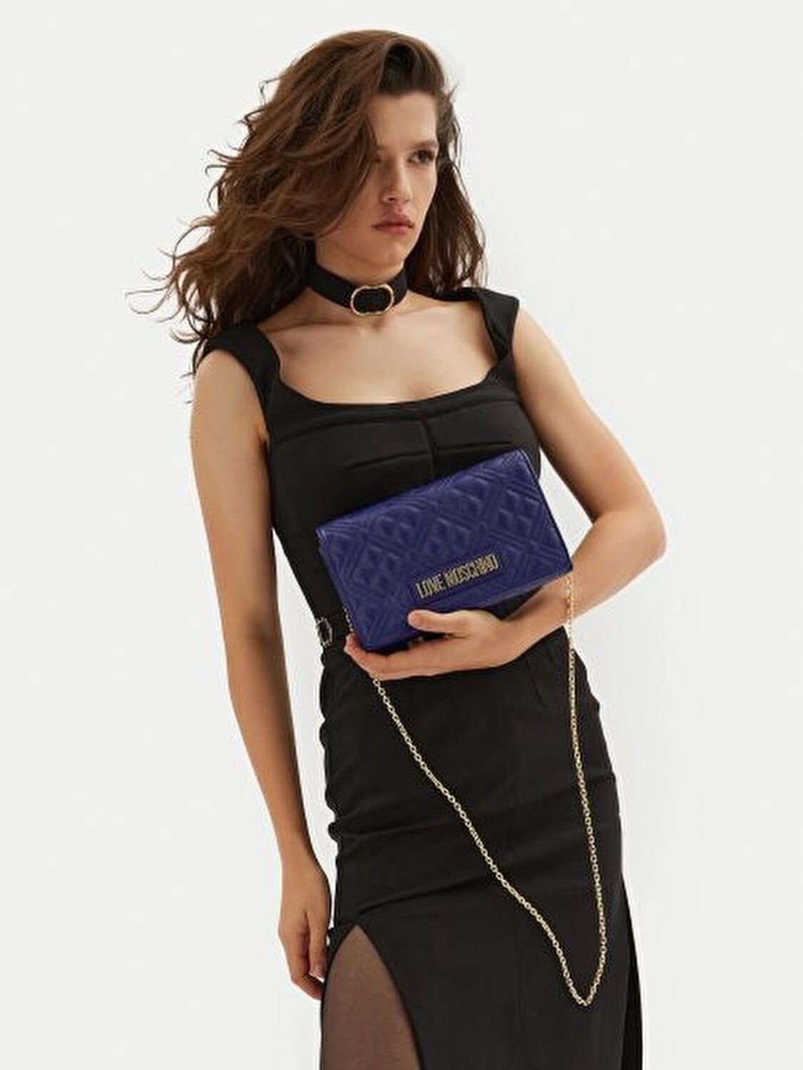 BORSA QUILTED  PU BLU