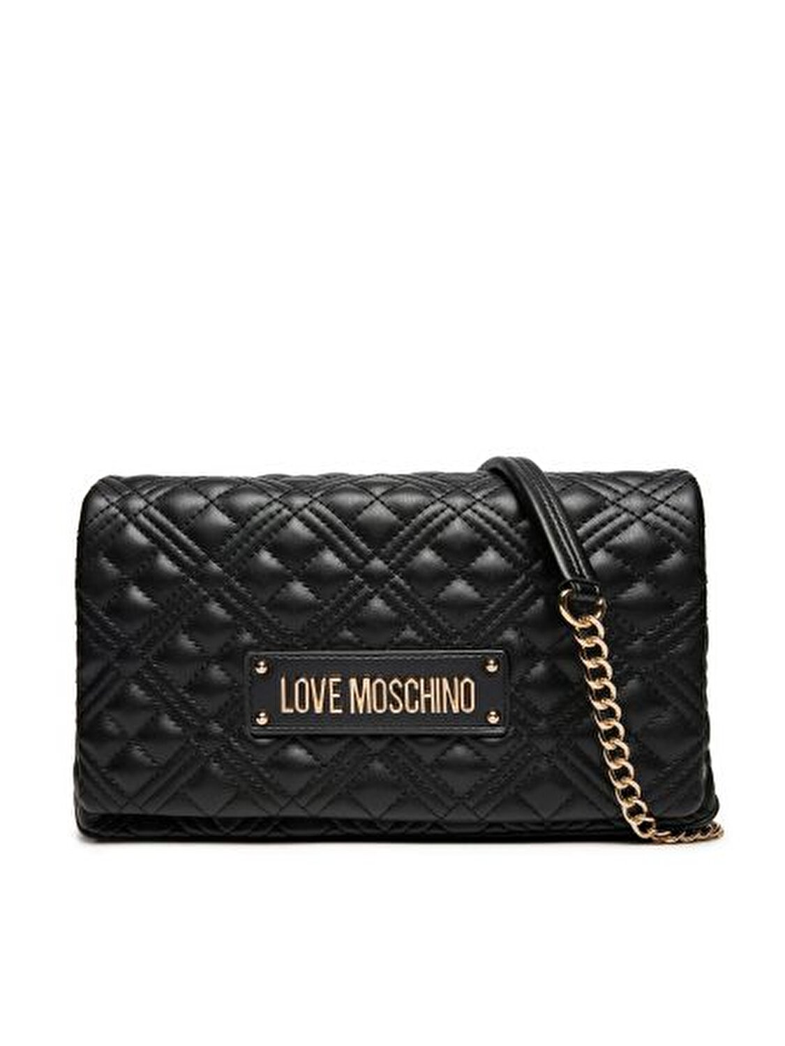 BORSA QUILTED PU NERO GALV. ORO