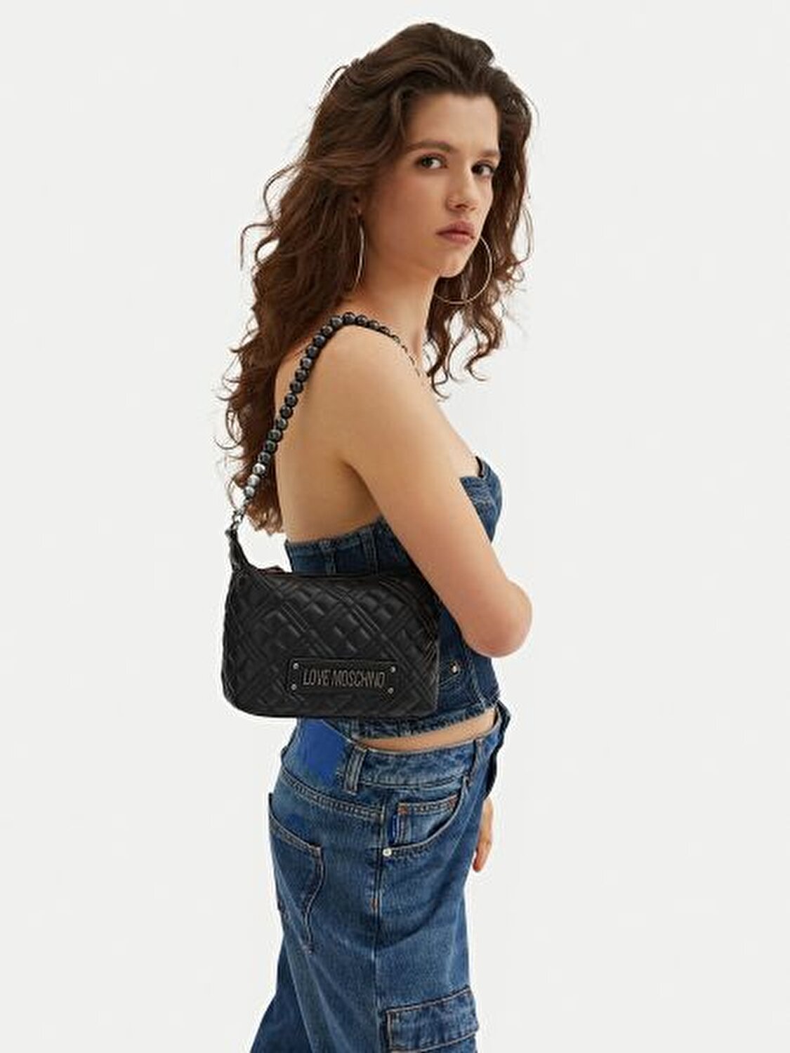 BORSA QUILTED  PU NERO+GALV.G.METAL